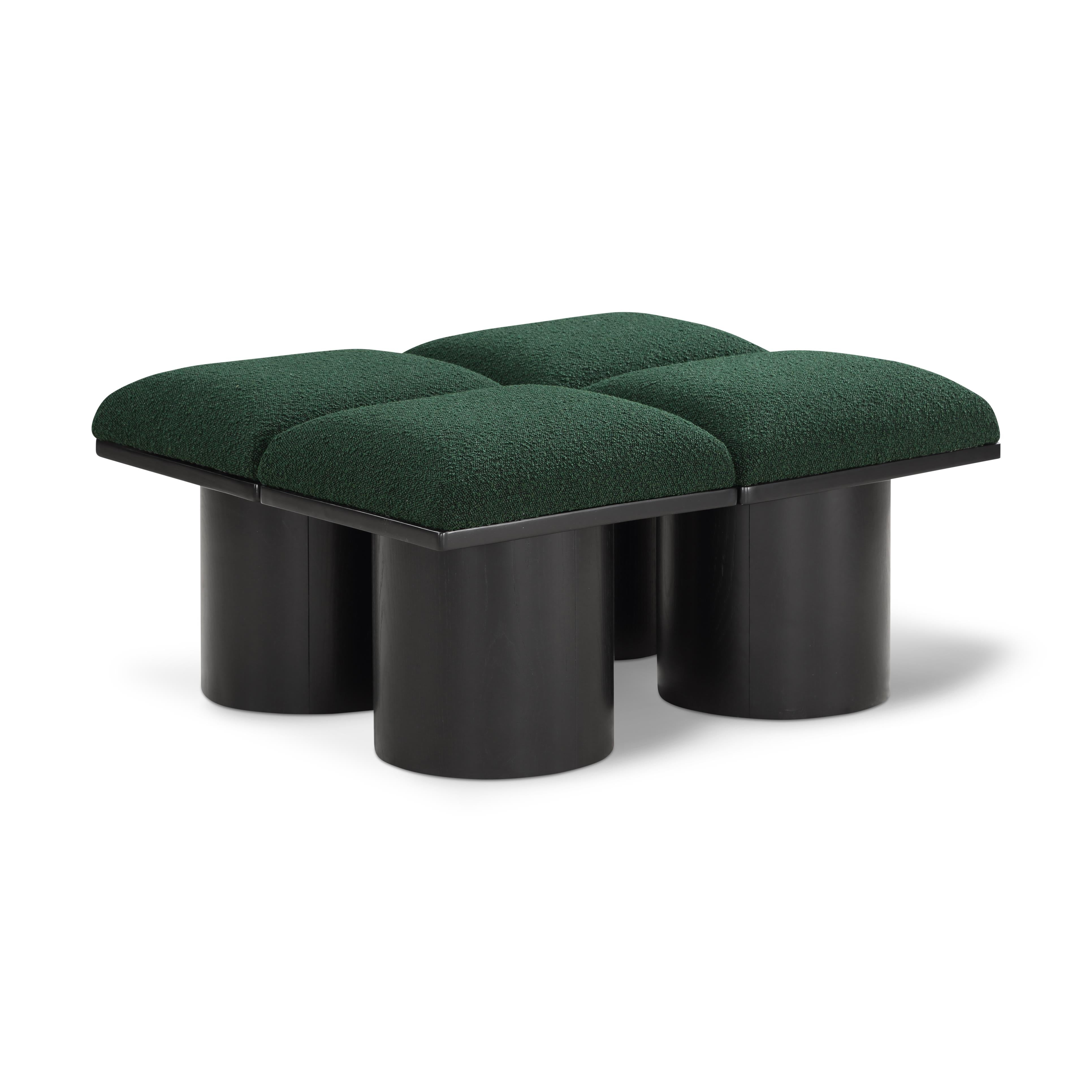 Meridian Pavilion Green Boucle Fabric Bench