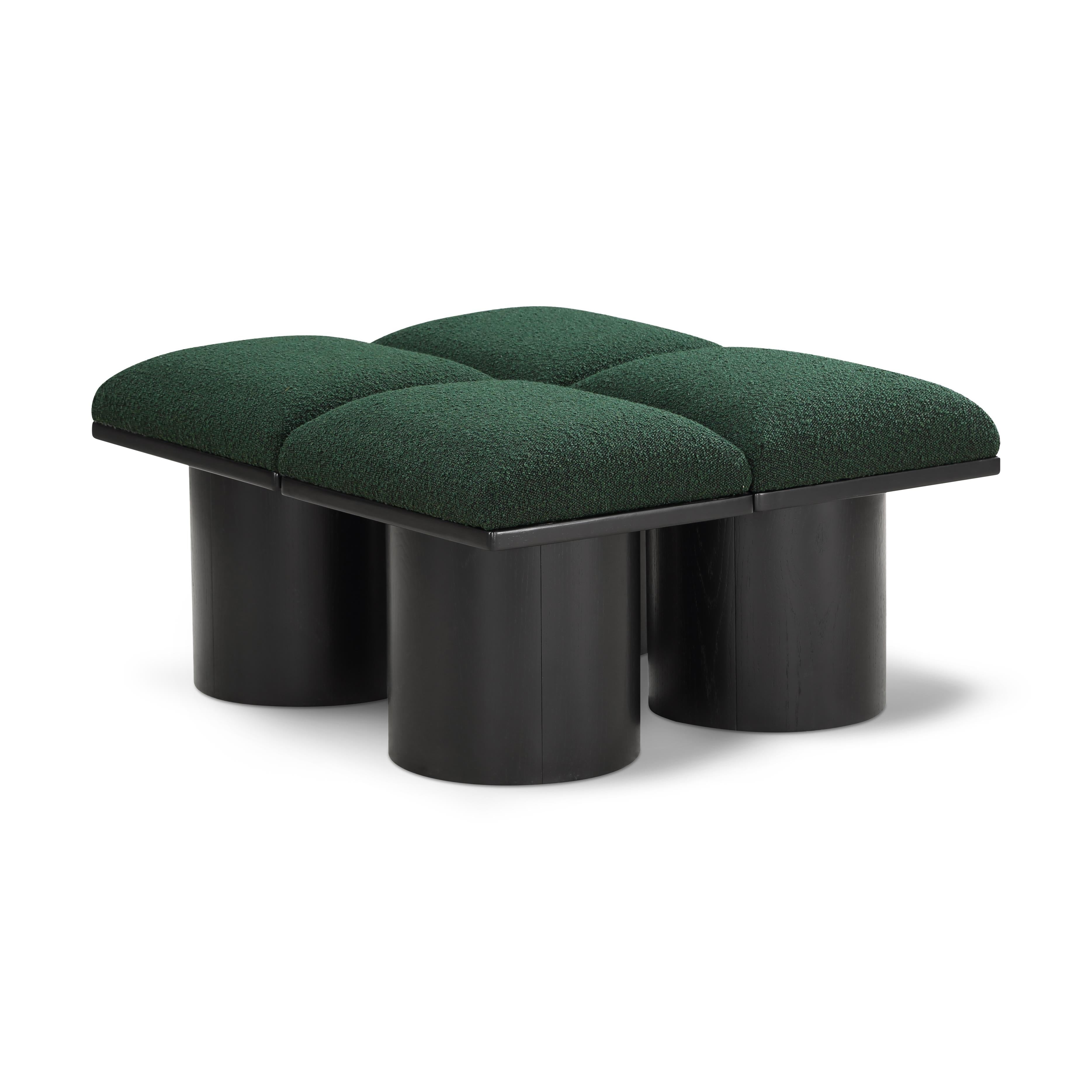 Meridian Pavilion Green Boucle Fabric Bench