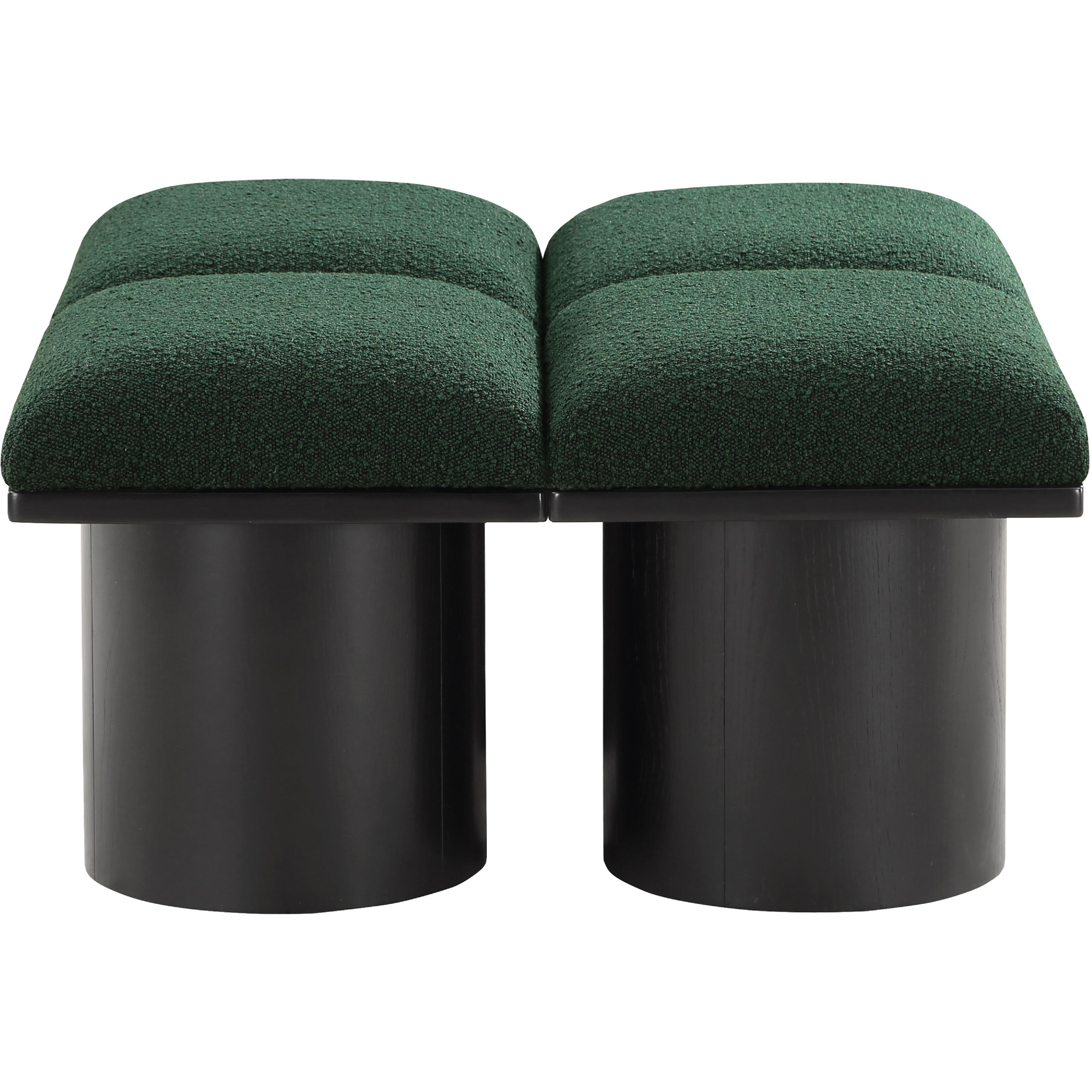 Meridian Pavilion Green Boucle Fabric Bench