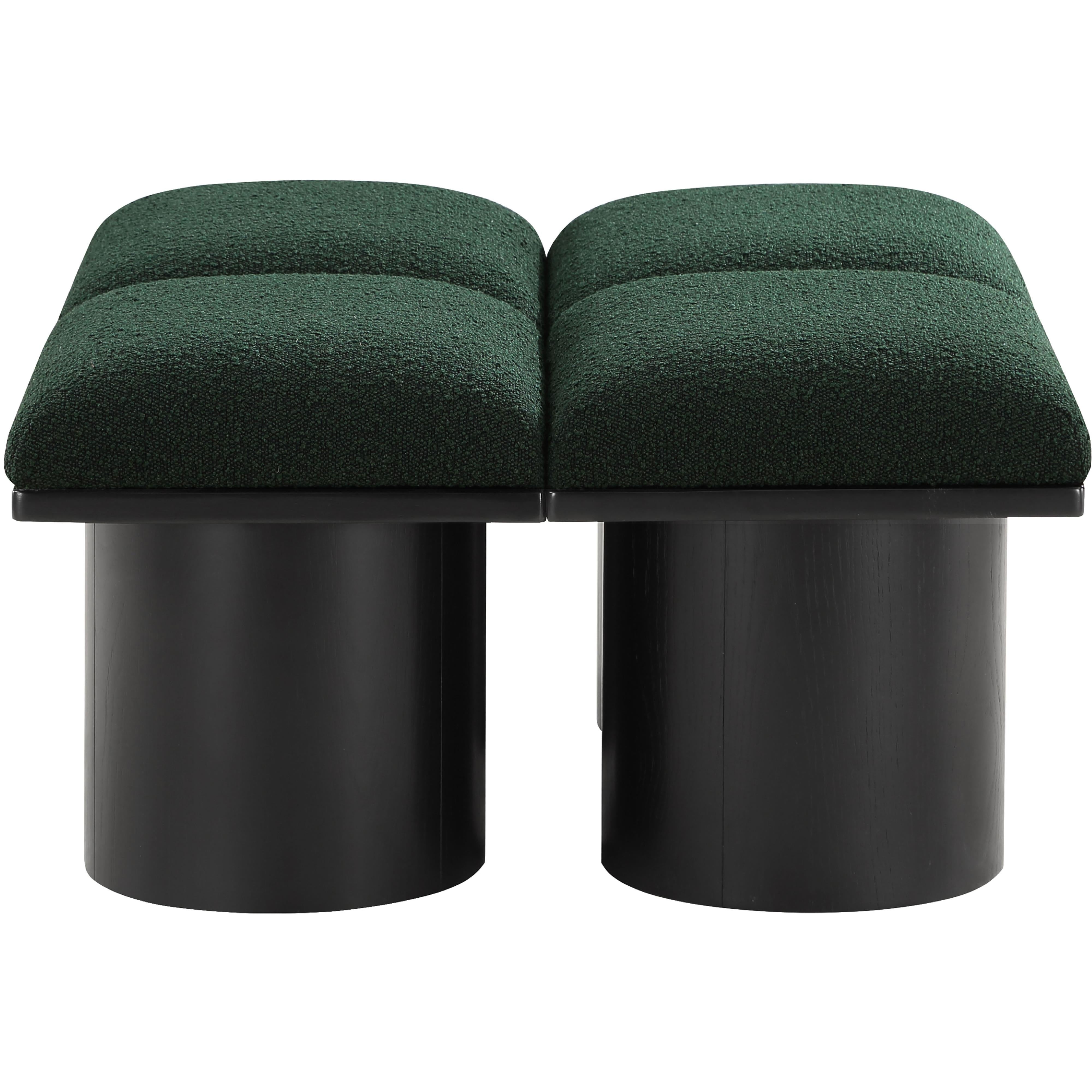 Meridian Pavilion Green Boucle Fabric Bench
