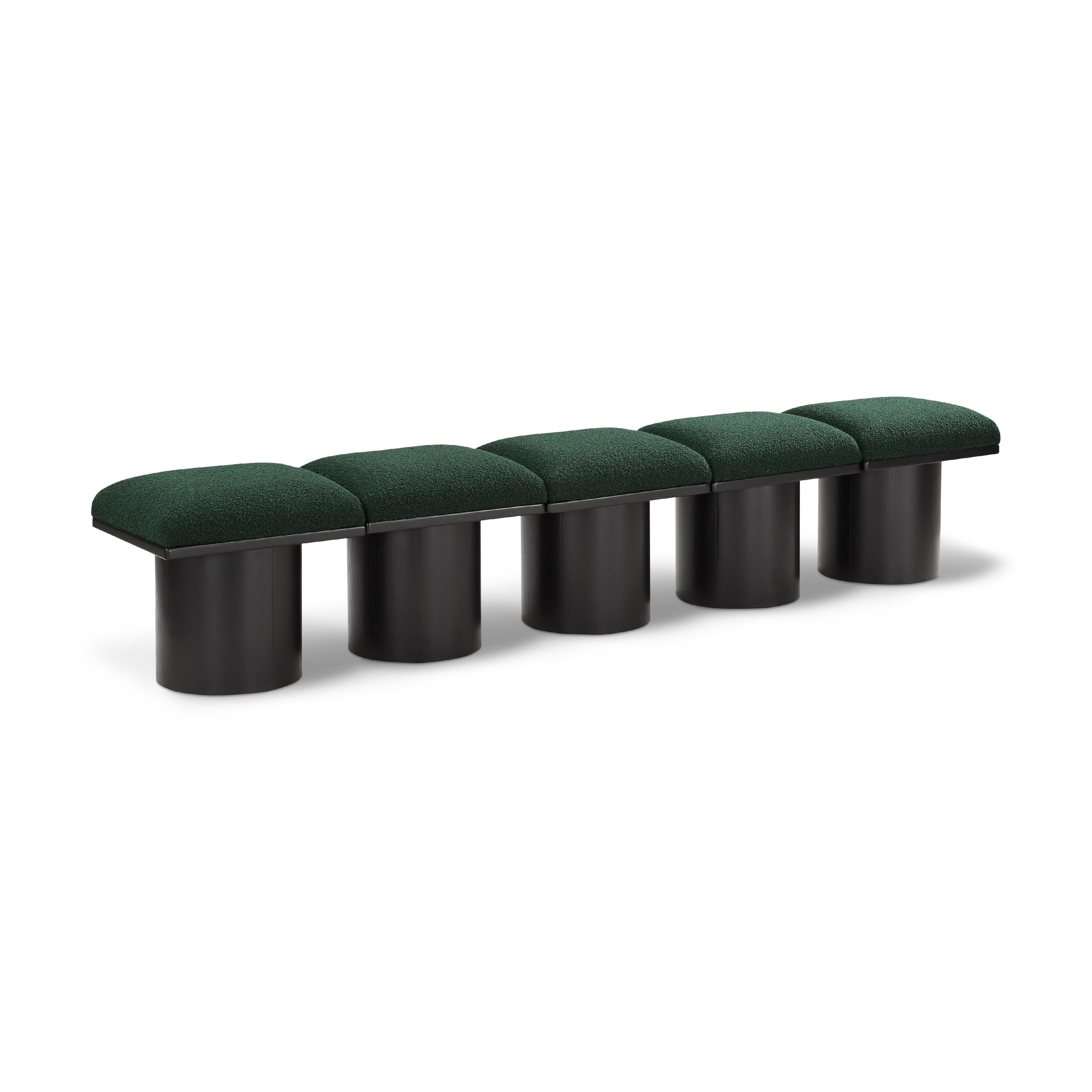 Meridian Pavilion Green Boucle Fabric Bench