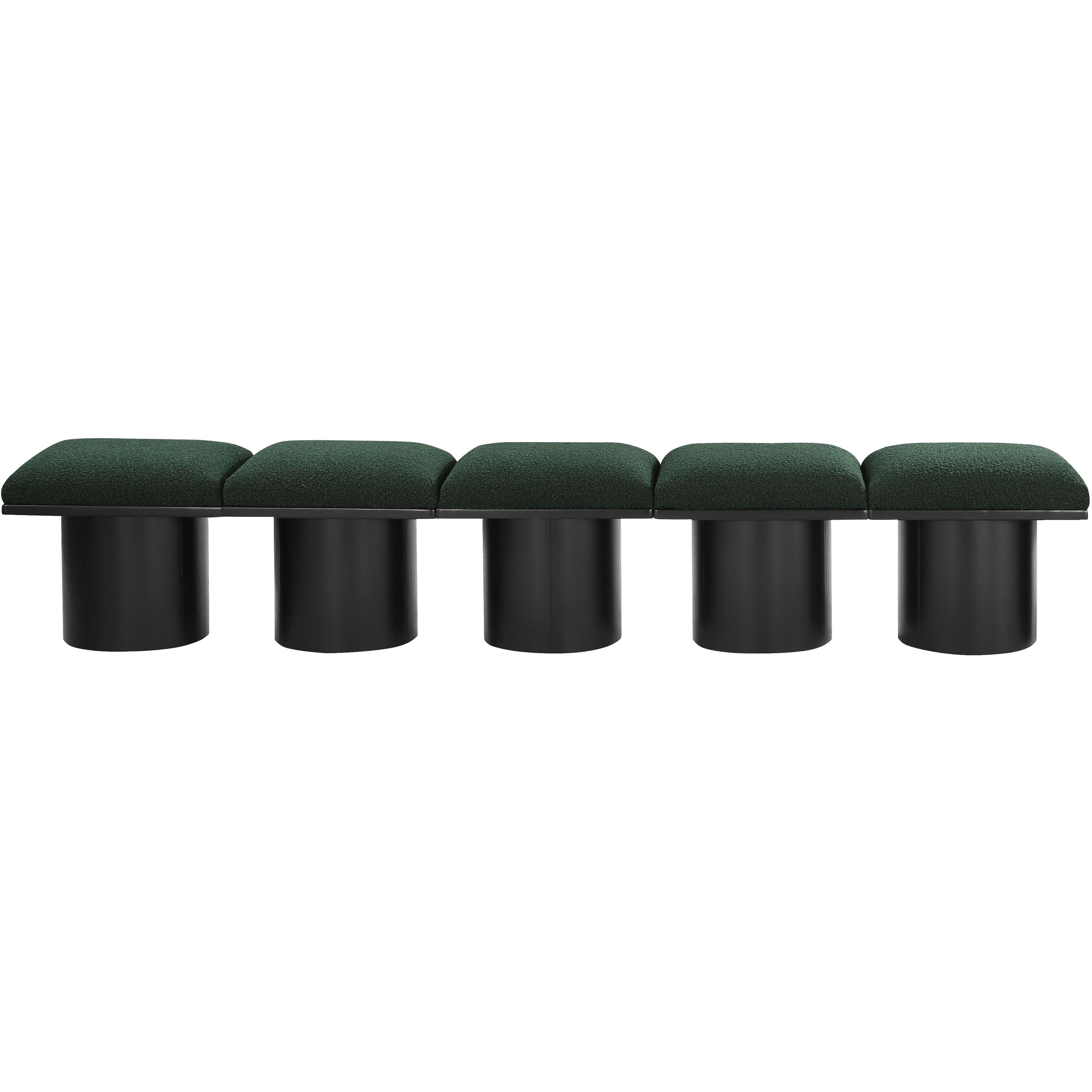 Meridian Pavilion Green Boucle Fabric Bench