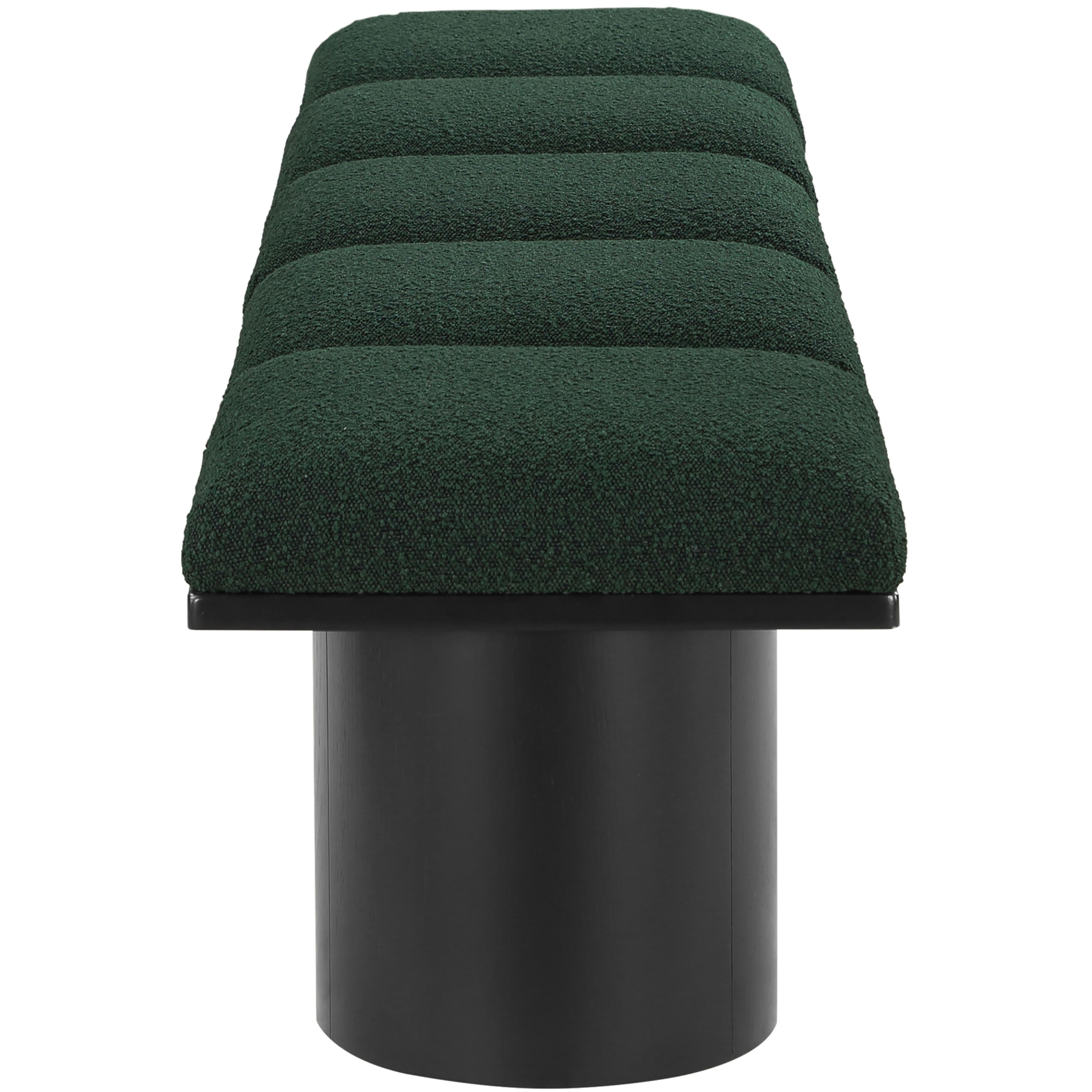 Meridian Pavilion Green Boucle Fabric Bench