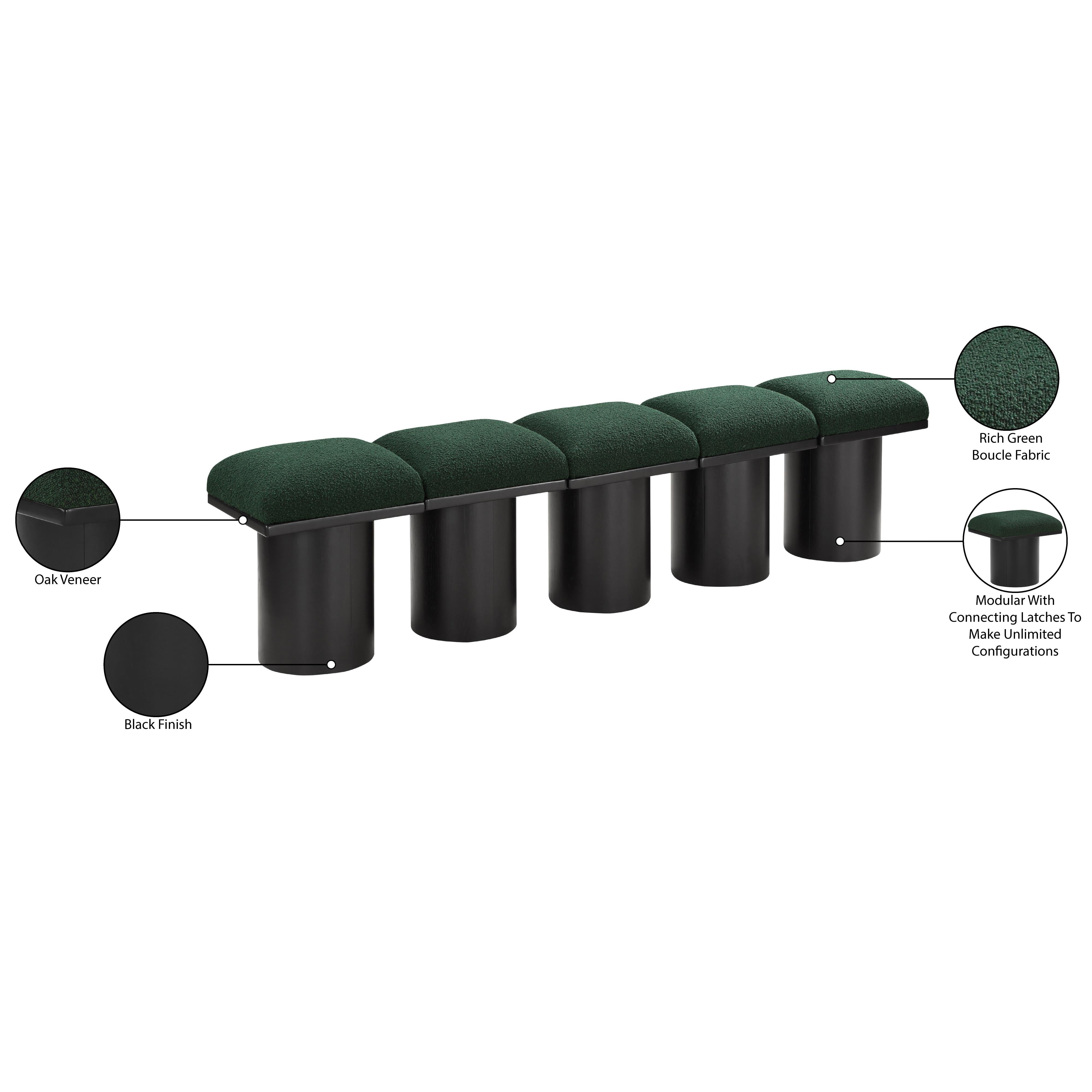 Meridian Pavilion Green Boucle Fabric Bench