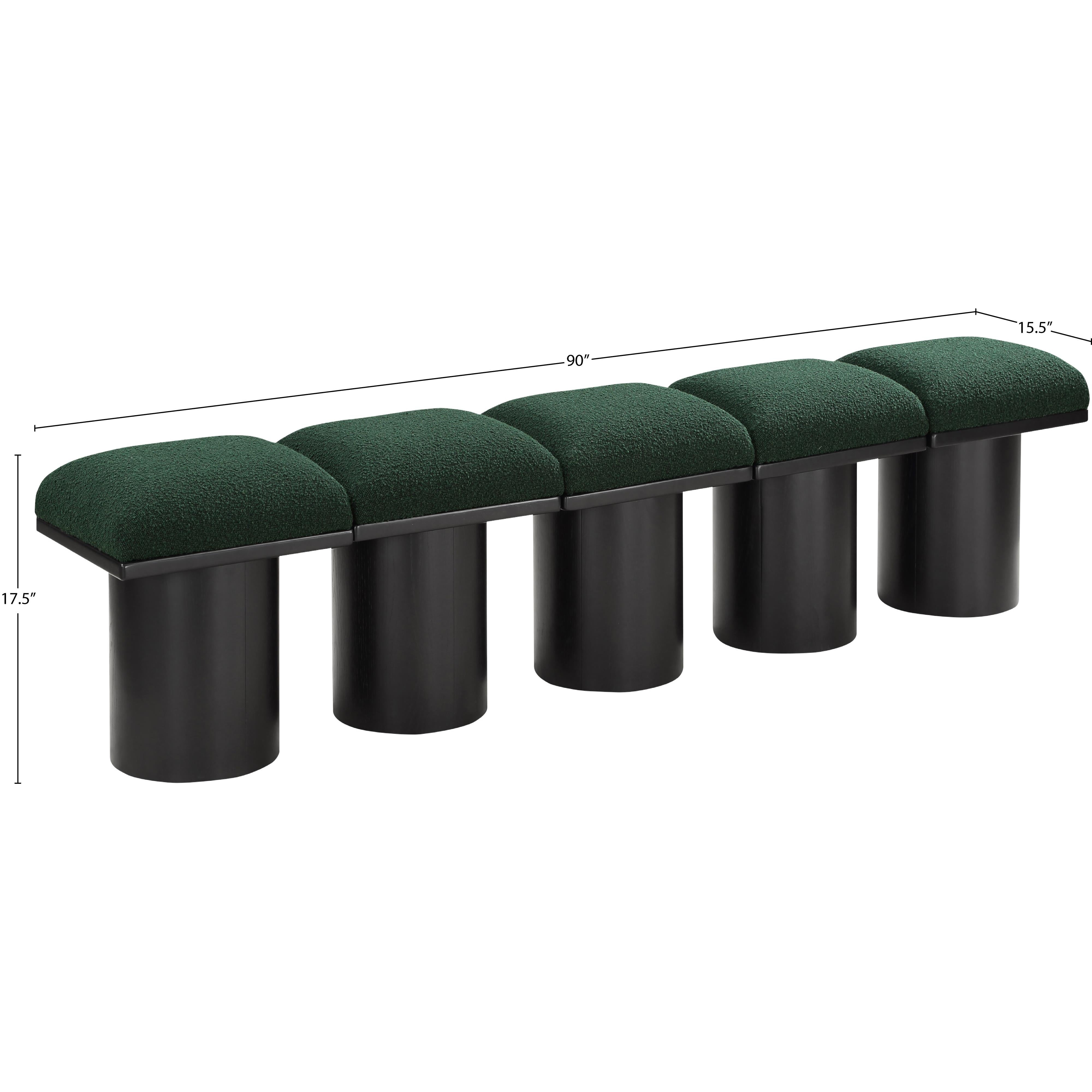 Meridian Pavilion Green Boucle Fabric Bench