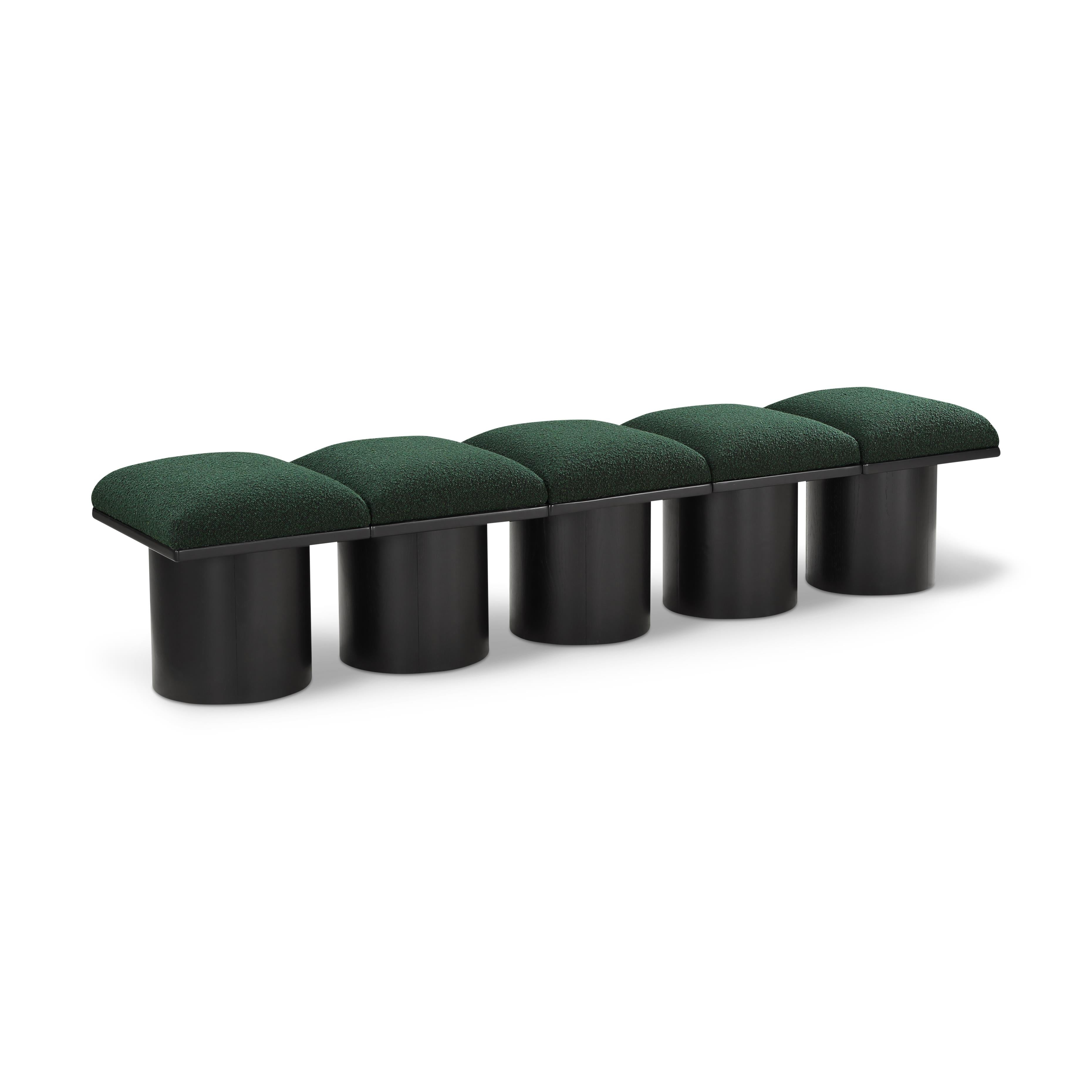 Meridian Pavilion Green Boucle Fabric Bench