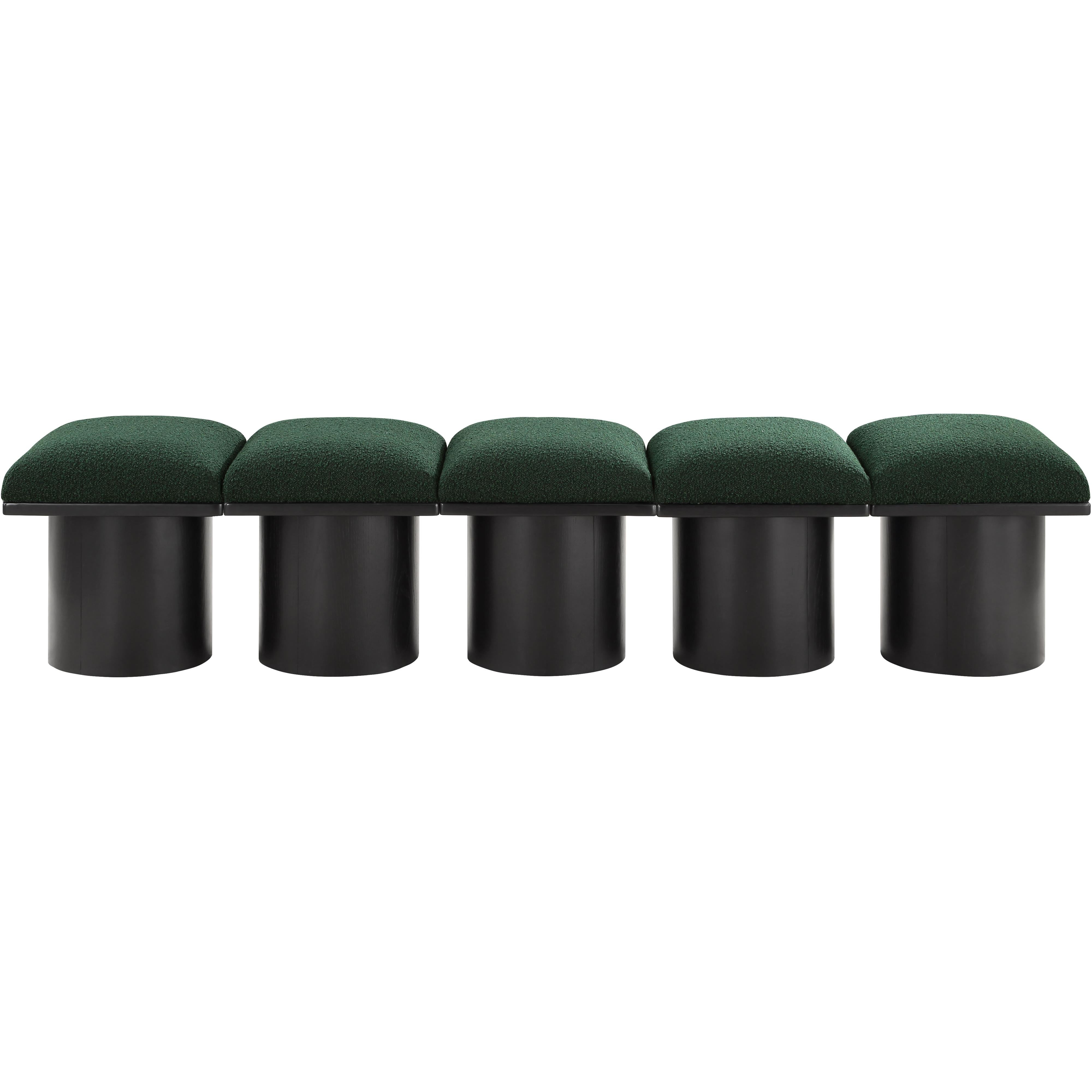Meridian Pavilion Green Boucle Fabric Bench