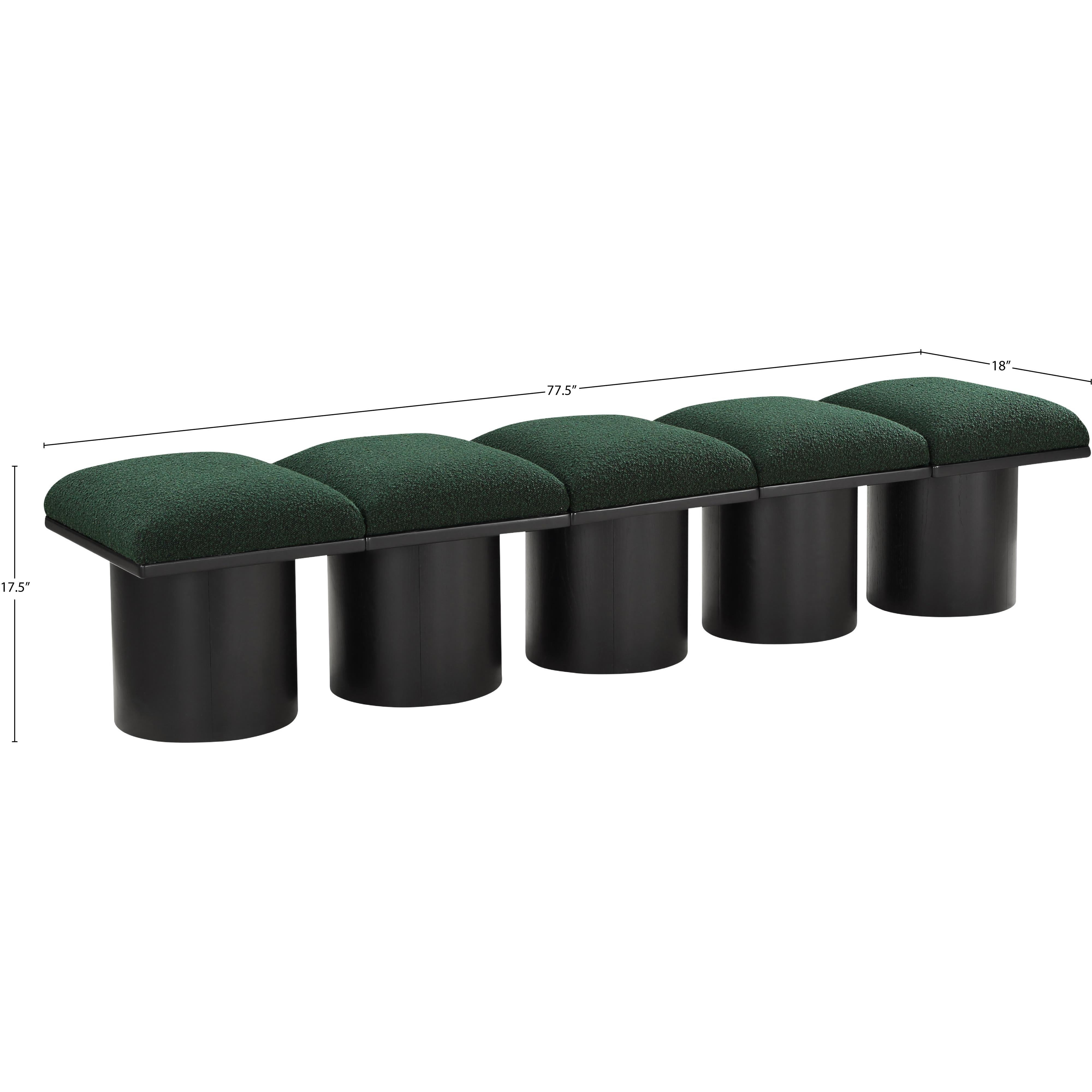 Meridian Pavilion Green Boucle Fabric Bench