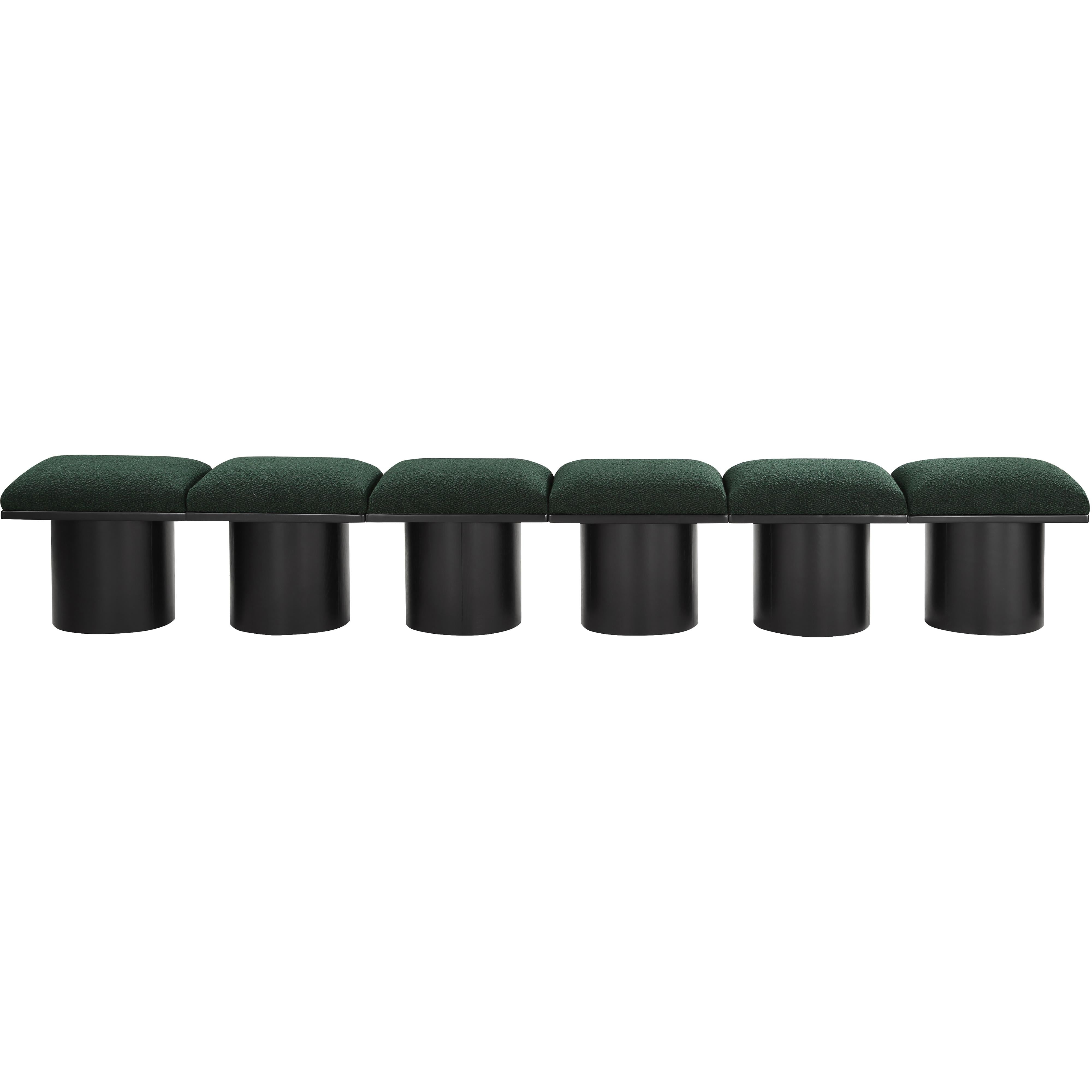 Meridian Pavilion Green Boucle Fabric Bench