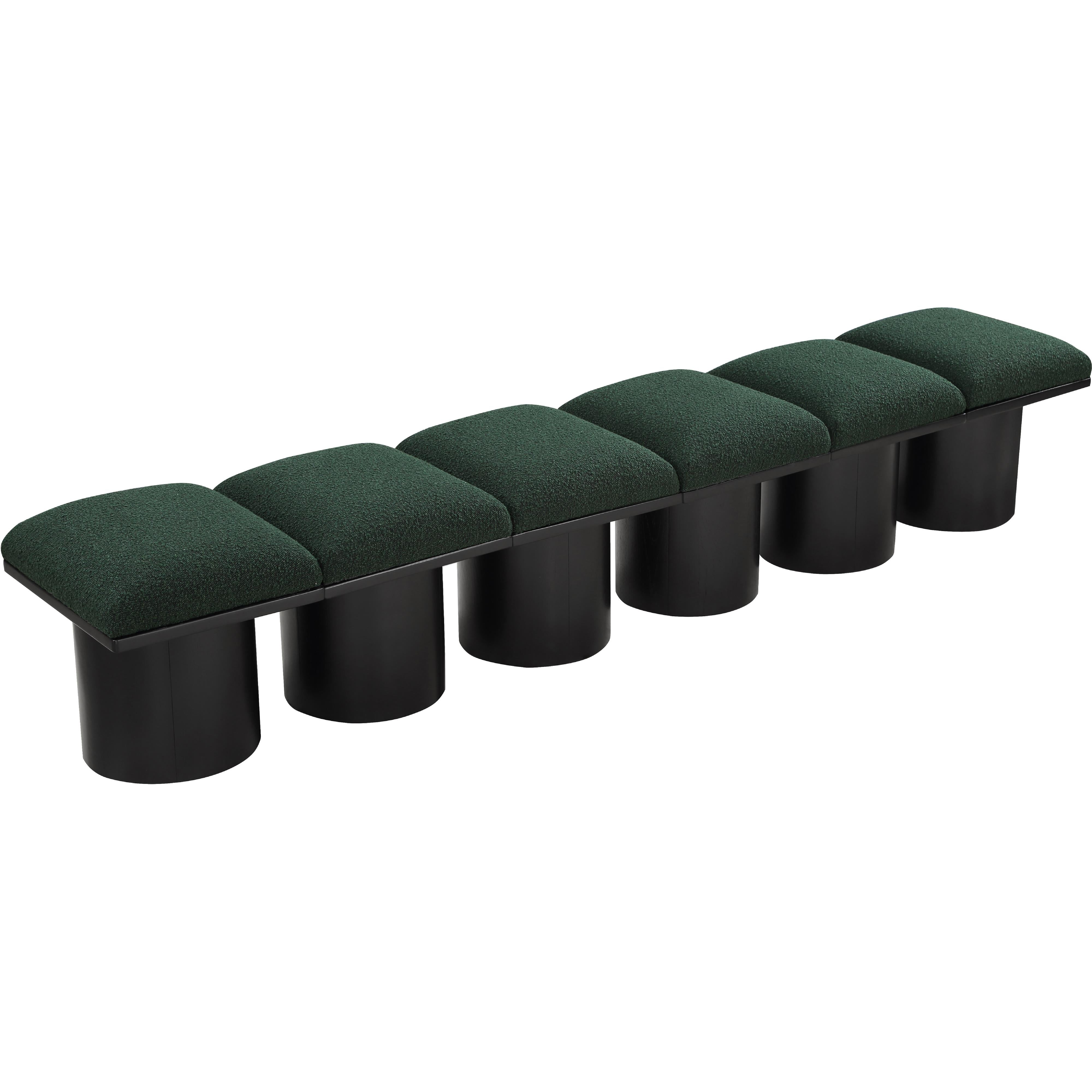 Meridian Pavilion Green Boucle Fabric Bench