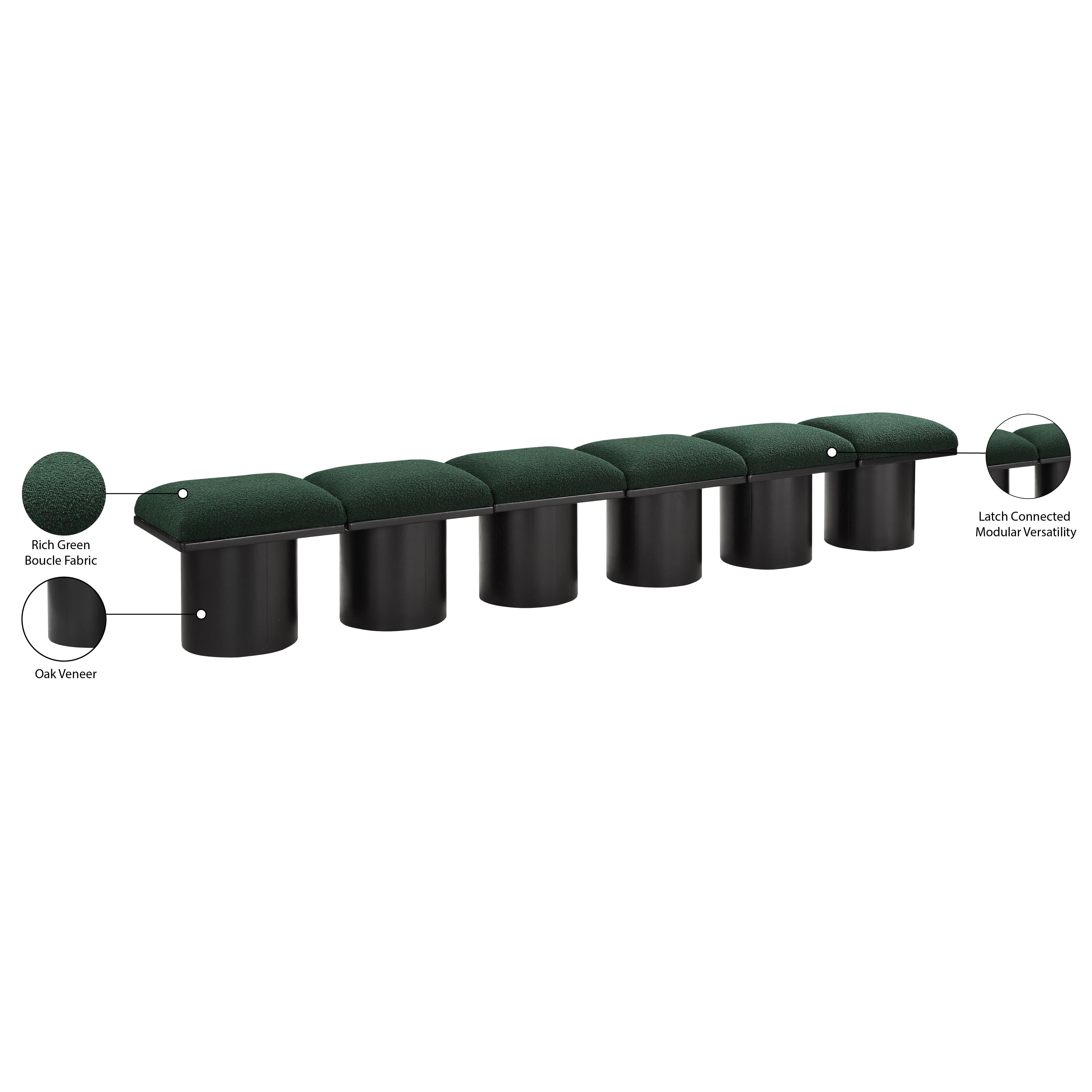 Meridian Pavilion Green Boucle Fabric Bench
