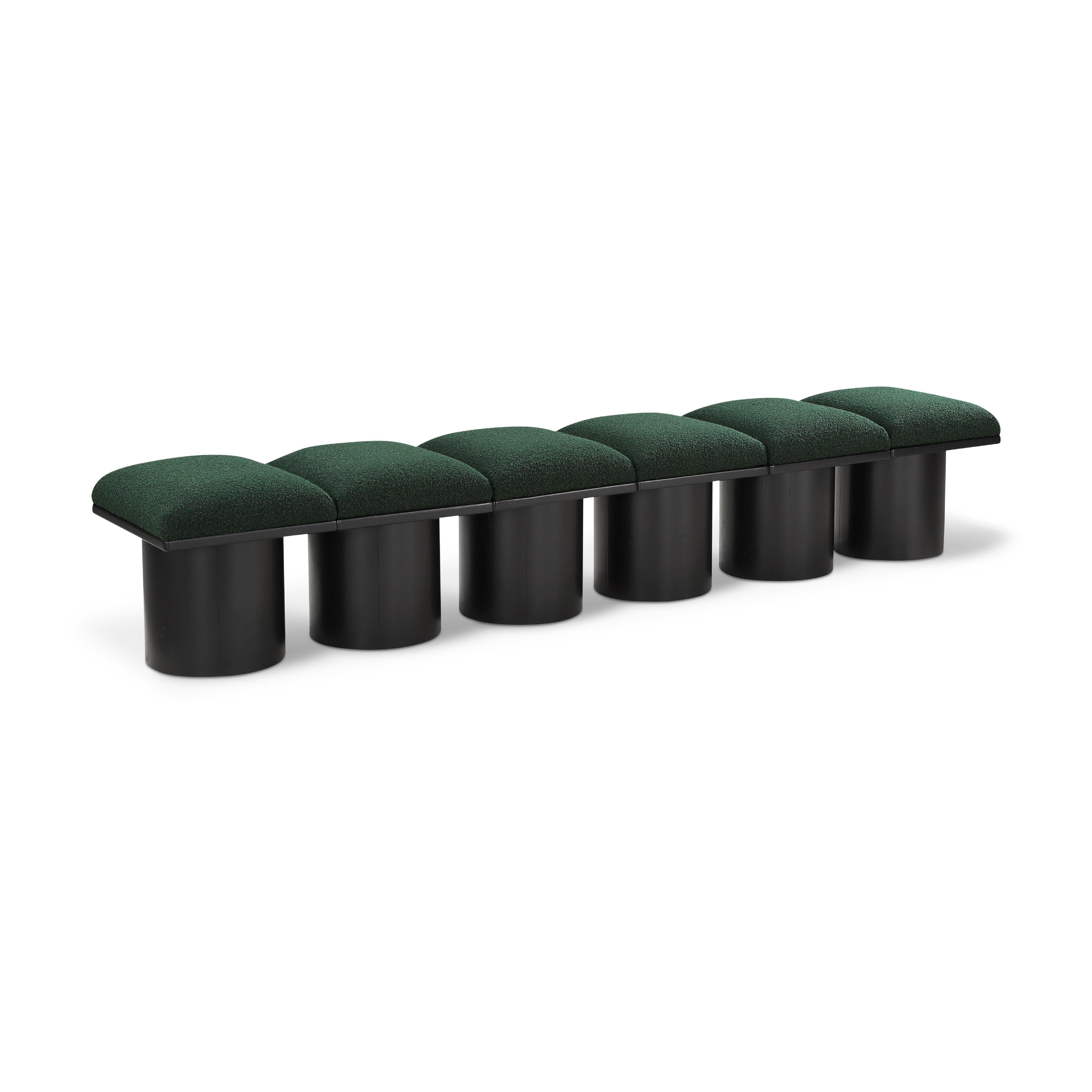 Meridian Pavilion Green Boucle Fabric Bench