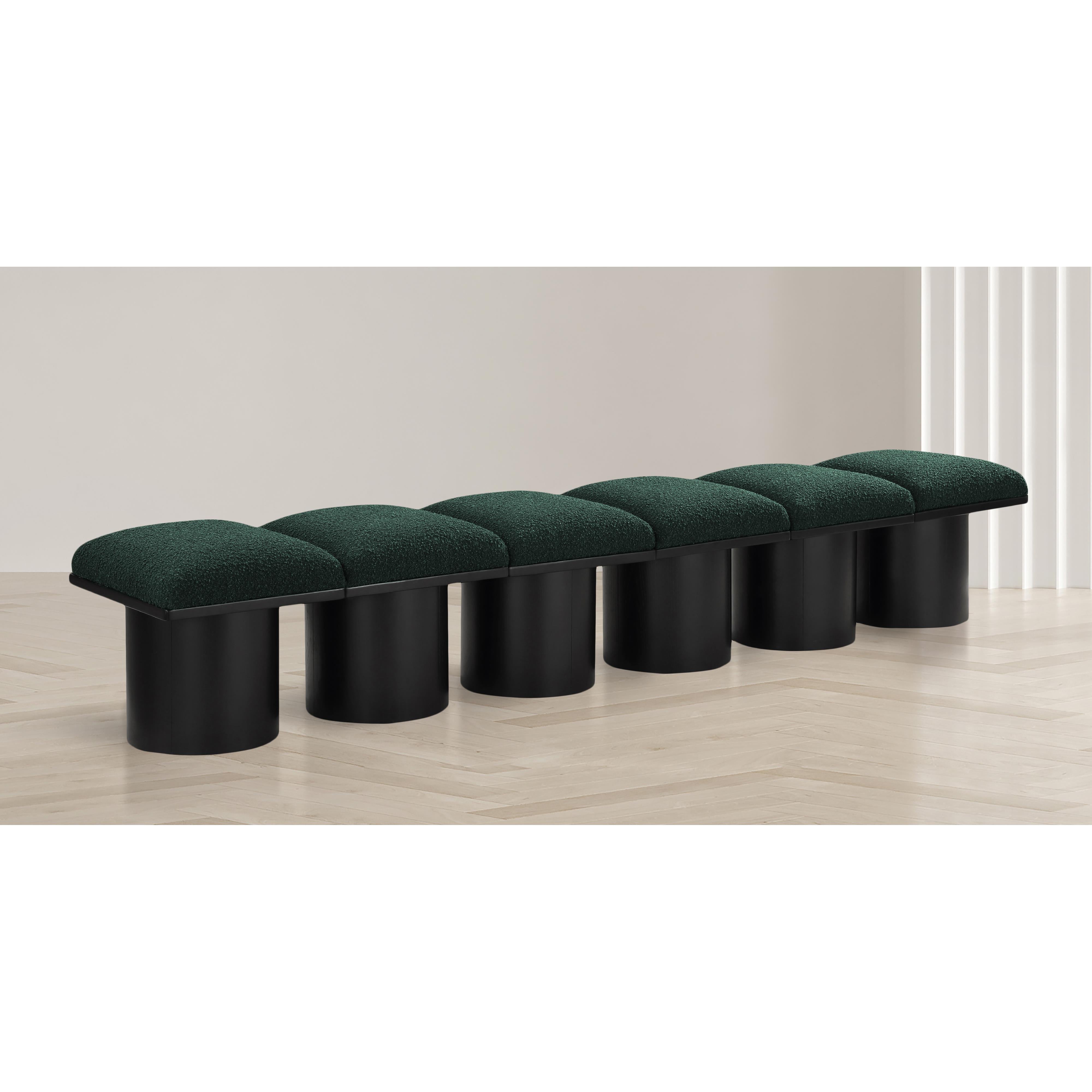 Meridian Pavilion Green Boucle Fabric Bench