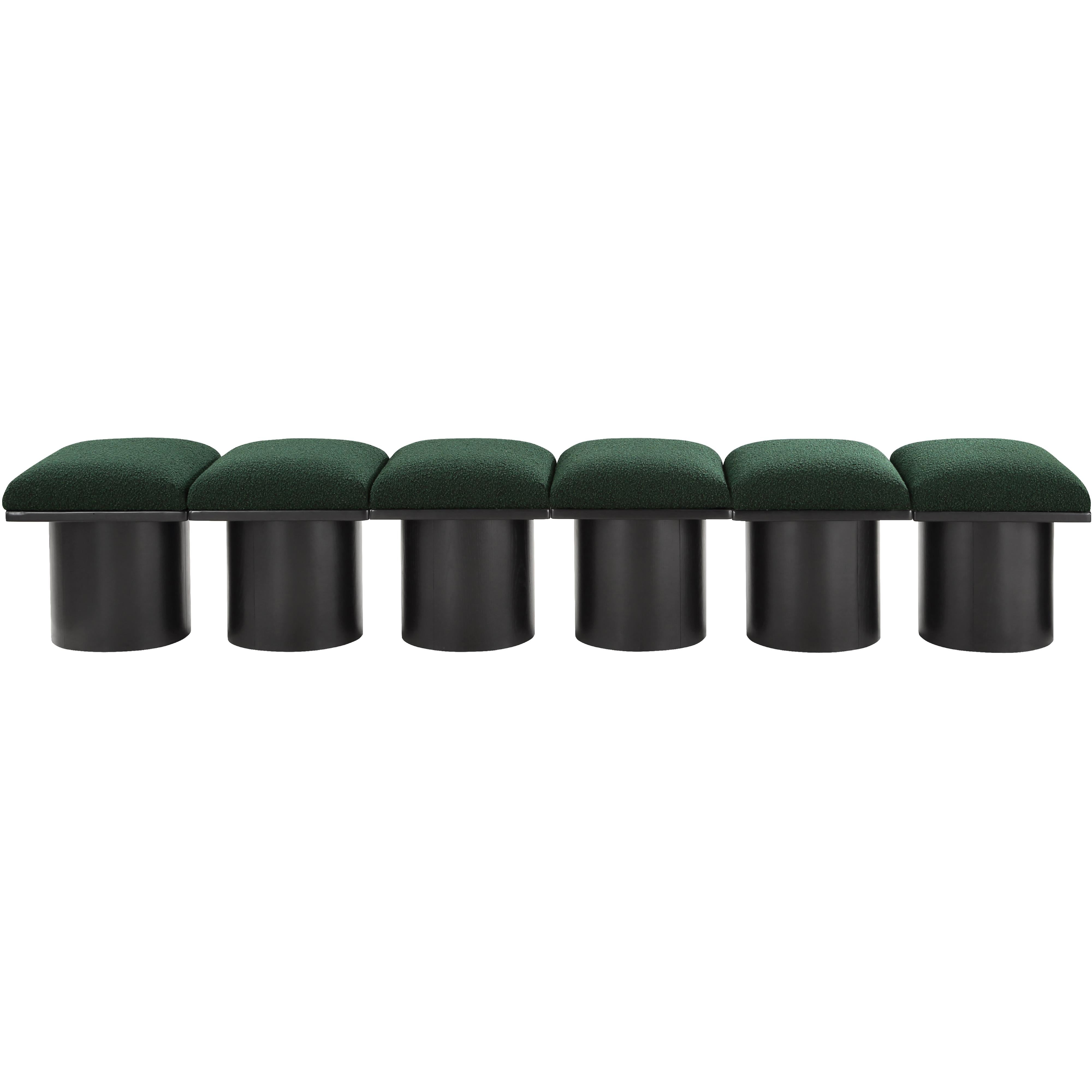 Meridian Pavilion Green Boucle Fabric Bench