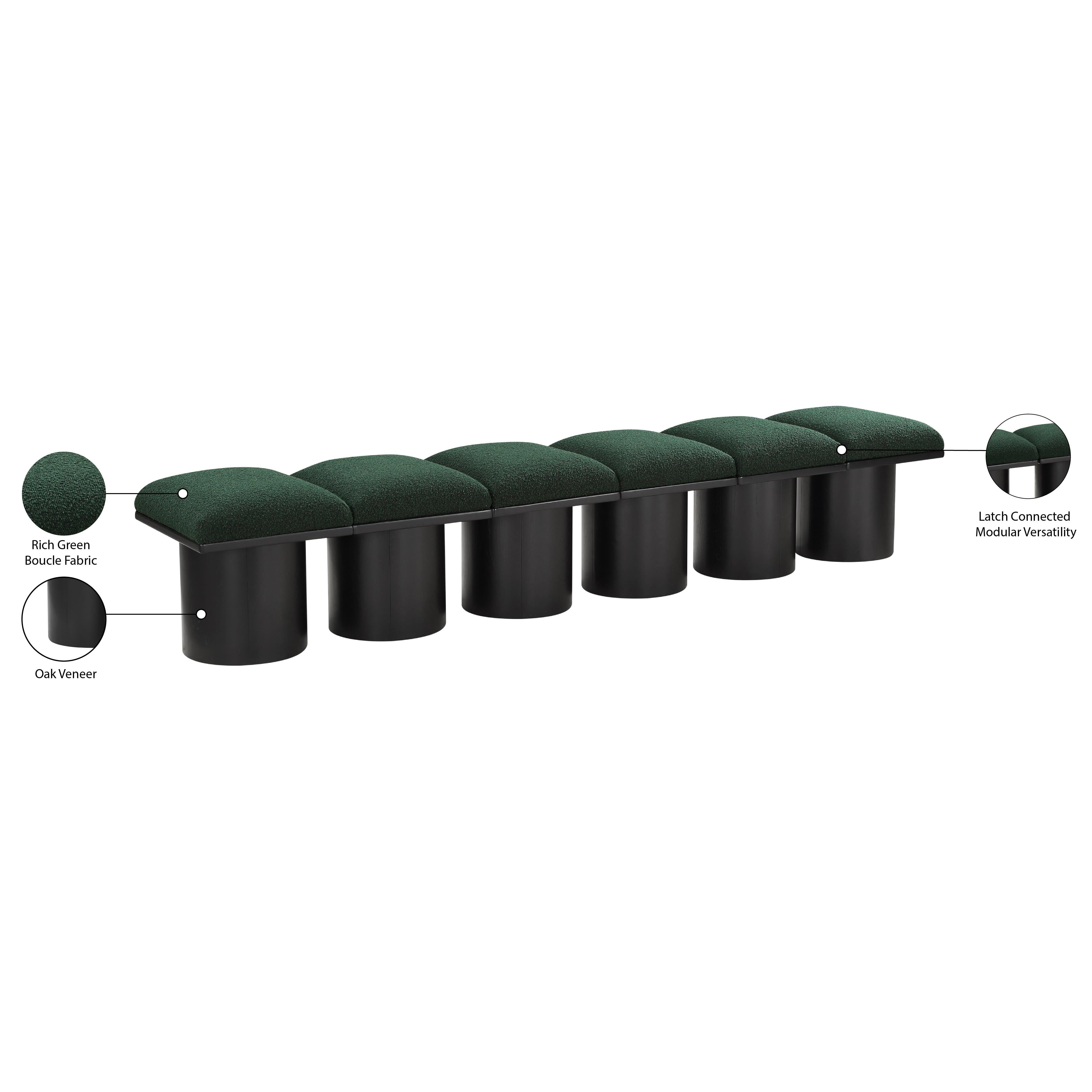 Meridian Pavilion Green Boucle Fabric Bench