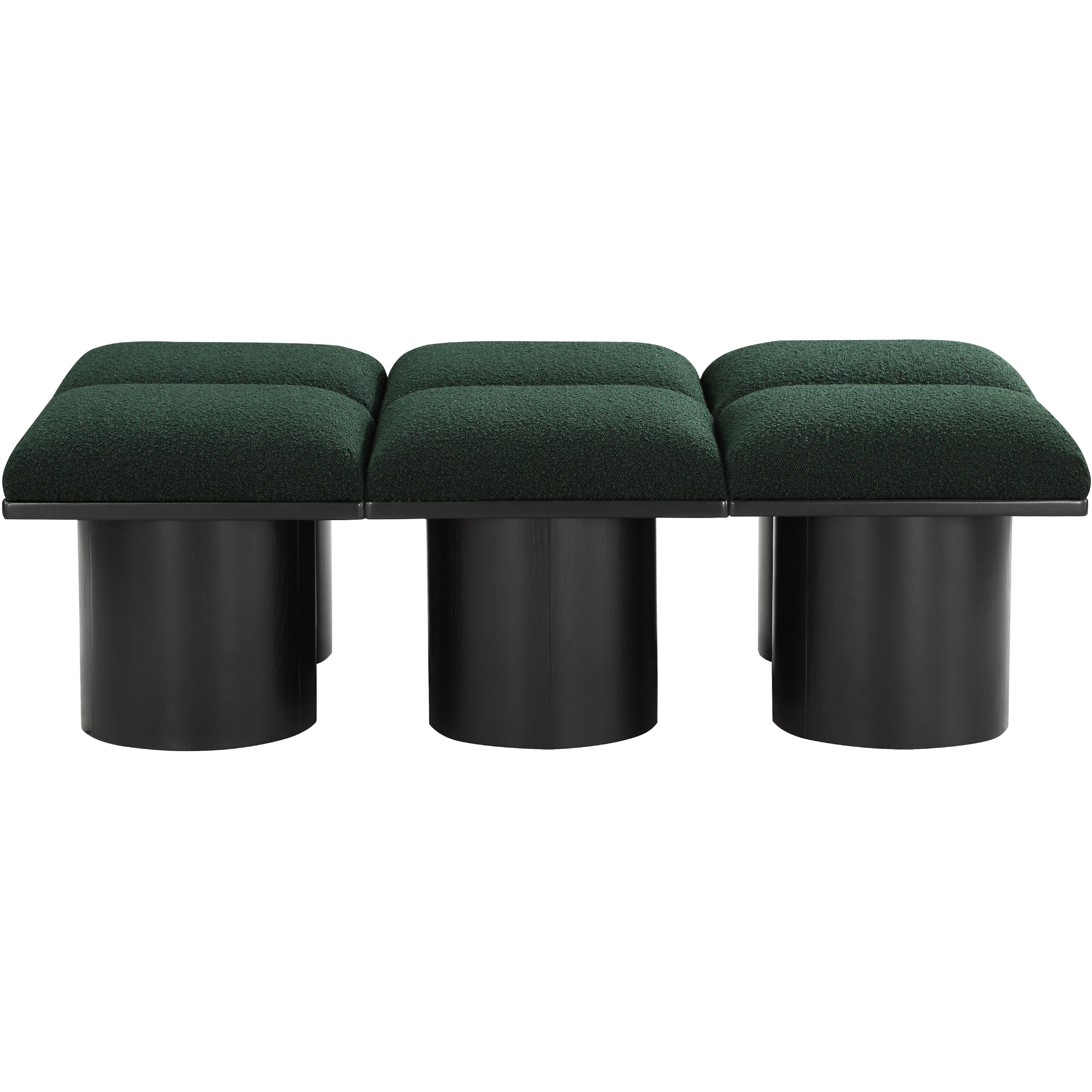 Meridian Pavilion Green Boucle Fabric Bench