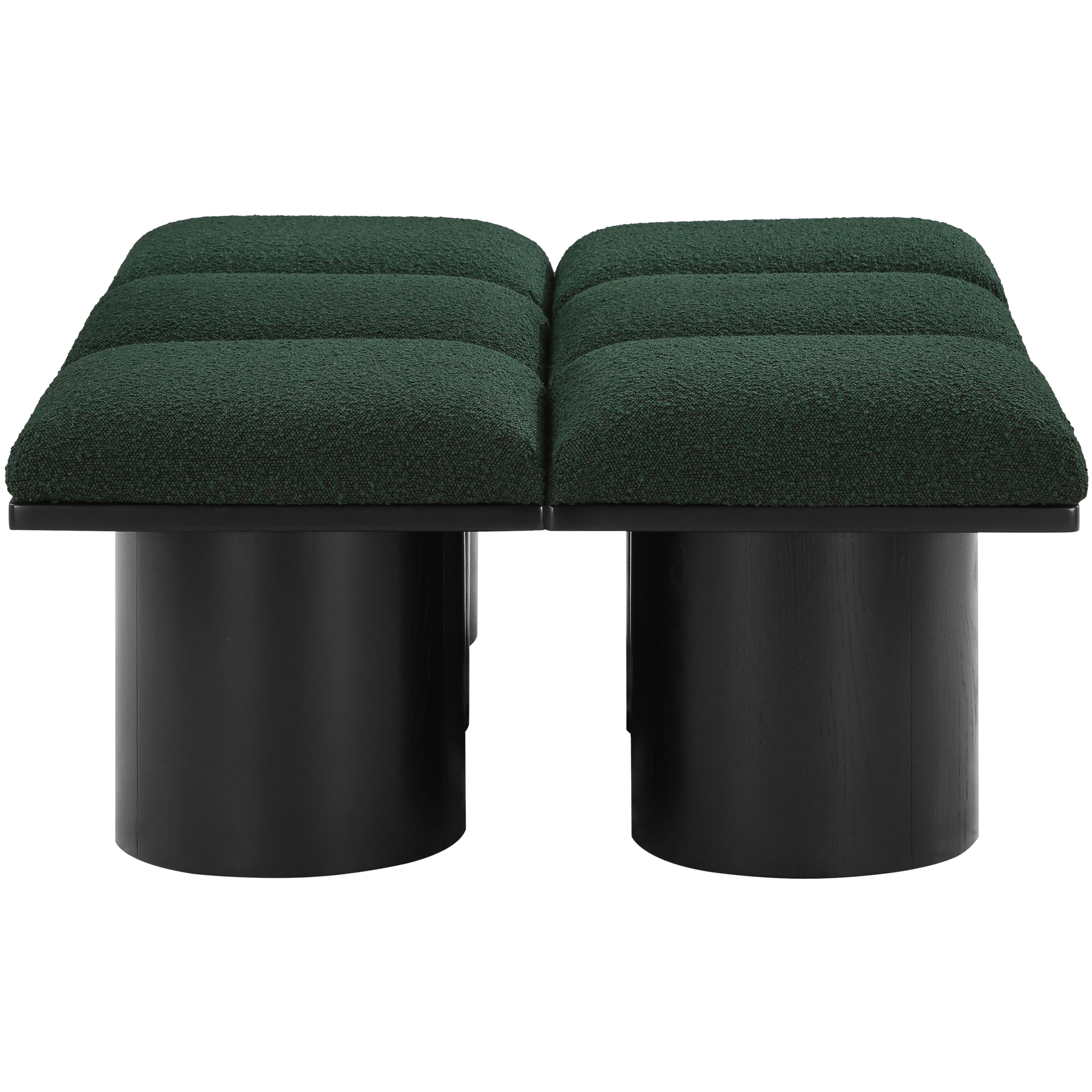 Meridian Pavilion Green Boucle Fabric Bench
