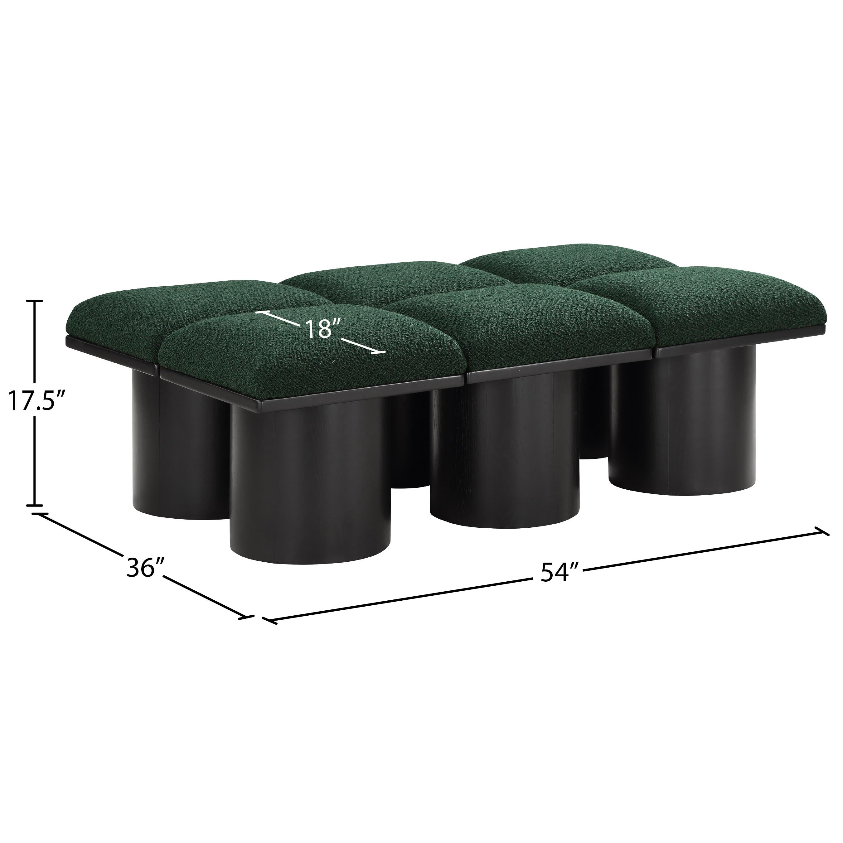 Meridian Pavilion Green Boucle Fabric Bench