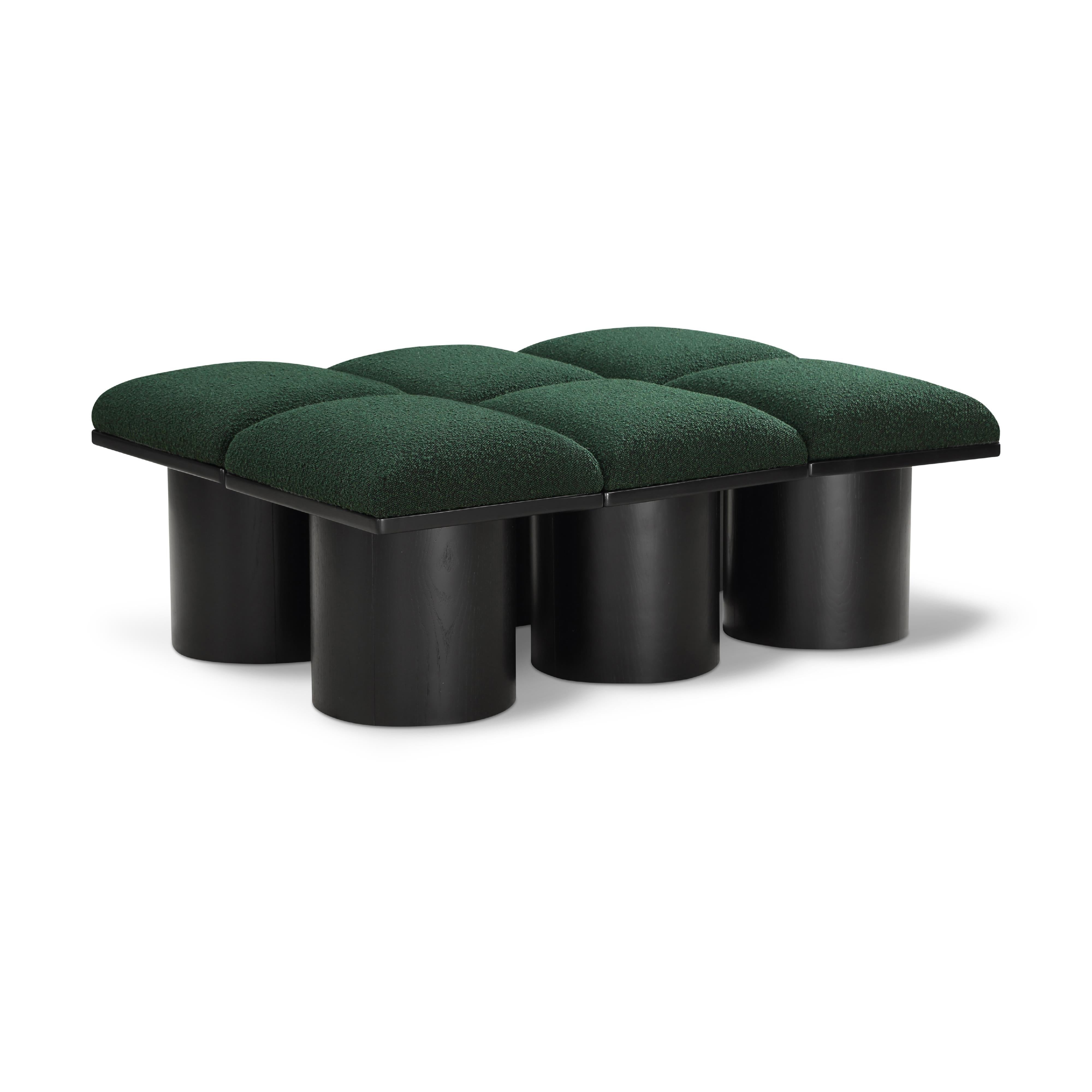 Meridian Pavilion Green Boucle Fabric Bench