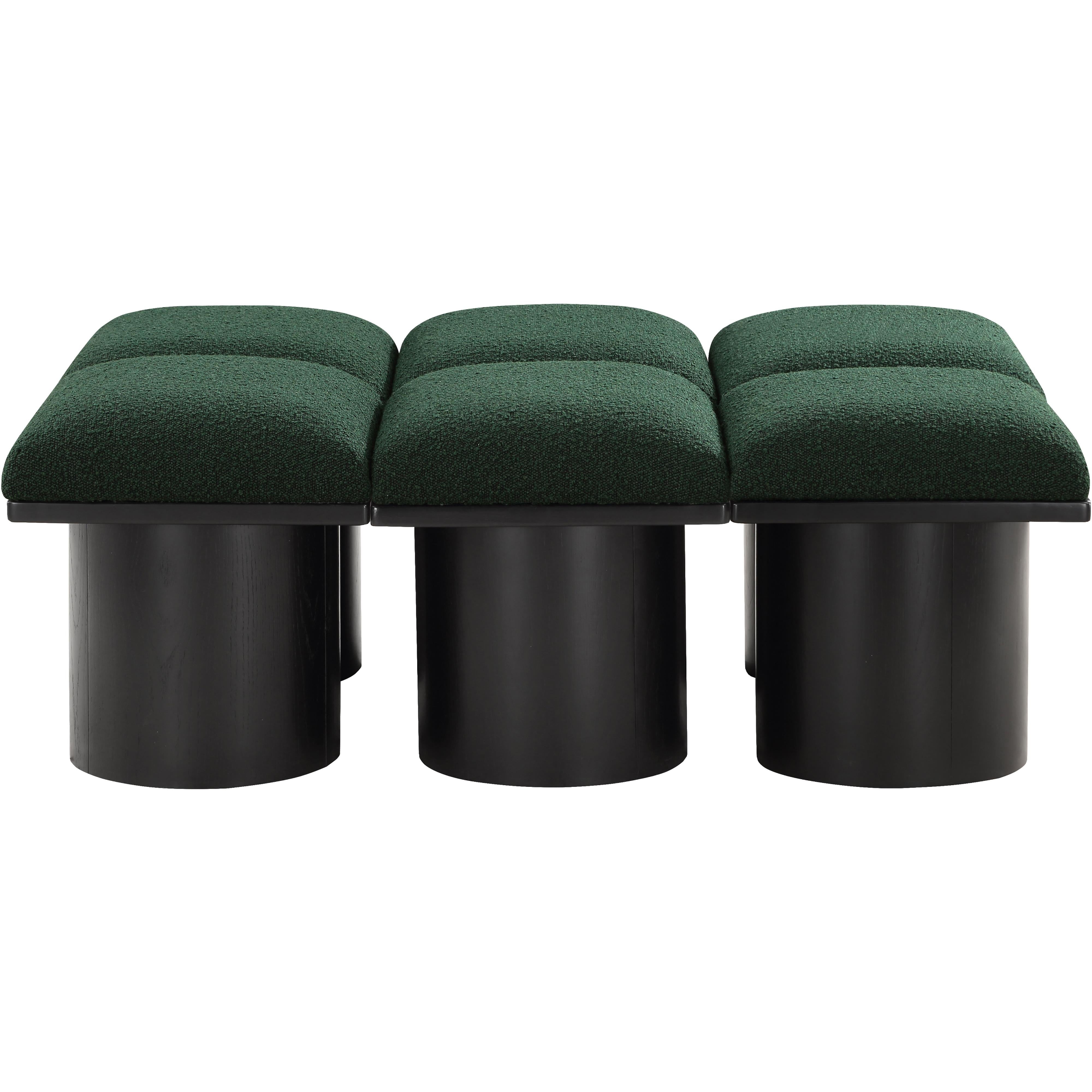 Meridian Pavilion Green Boucle Fabric Bench