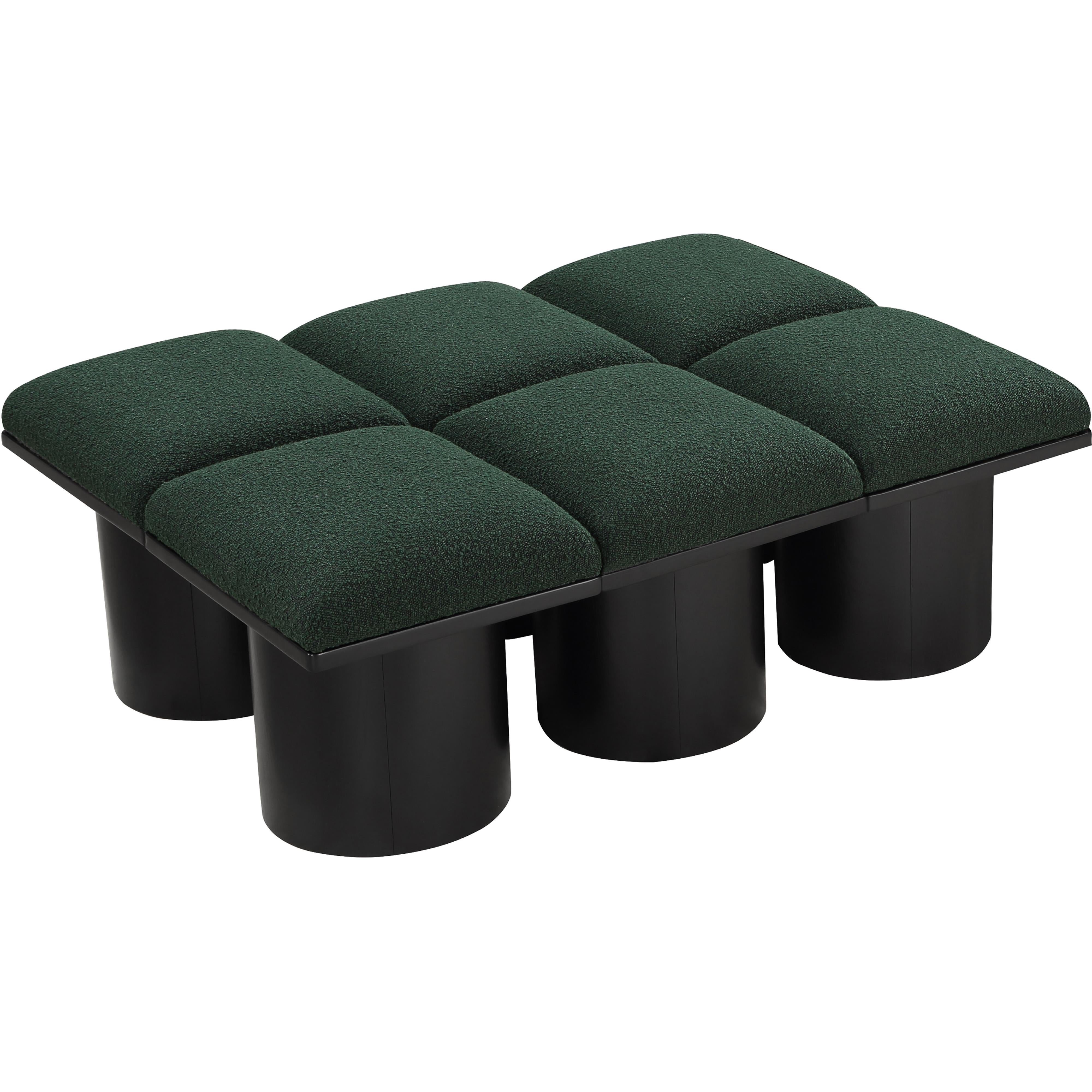 Meridian Pavilion Green Boucle Fabric Bench
