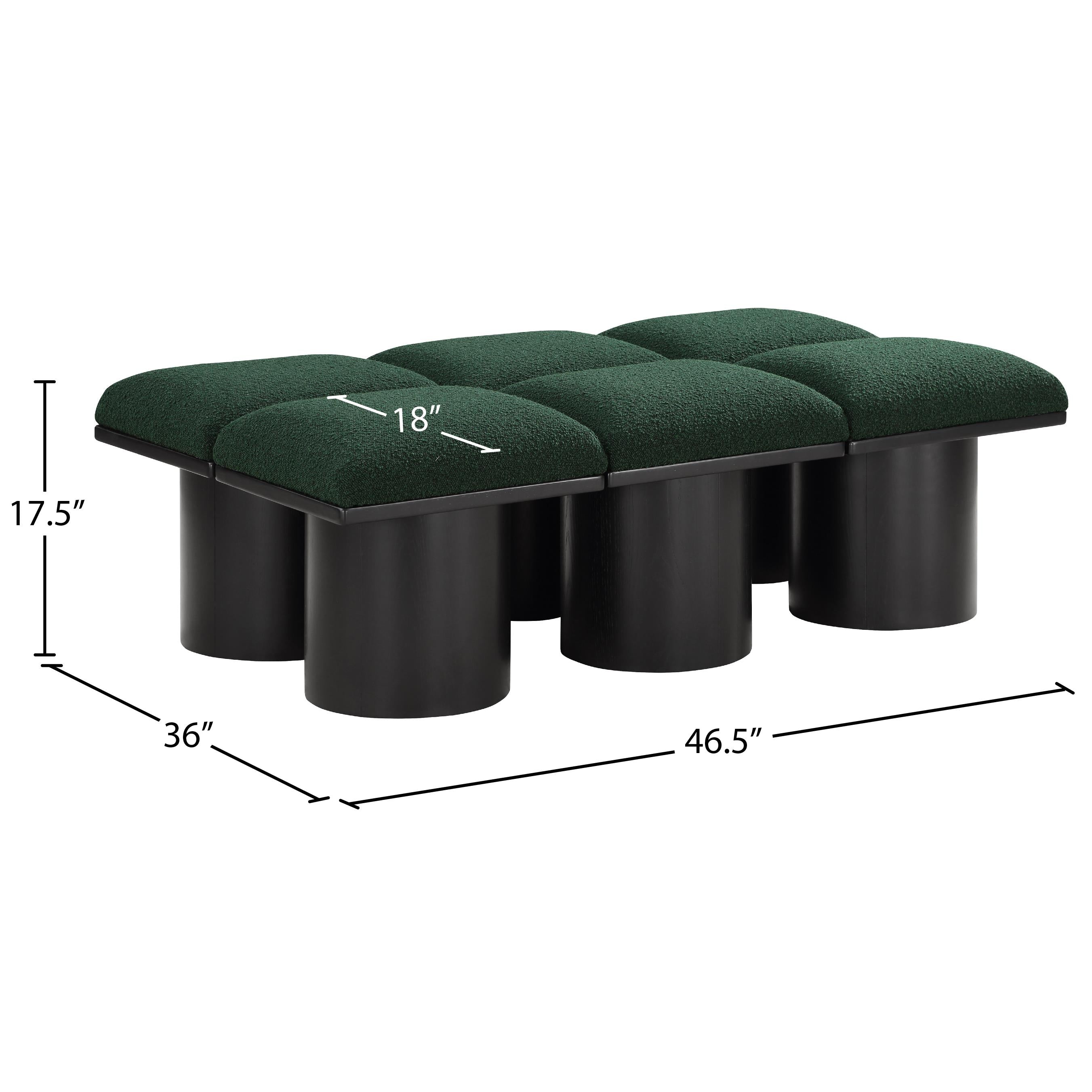 Meridian Pavilion Green Boucle Fabric Bench