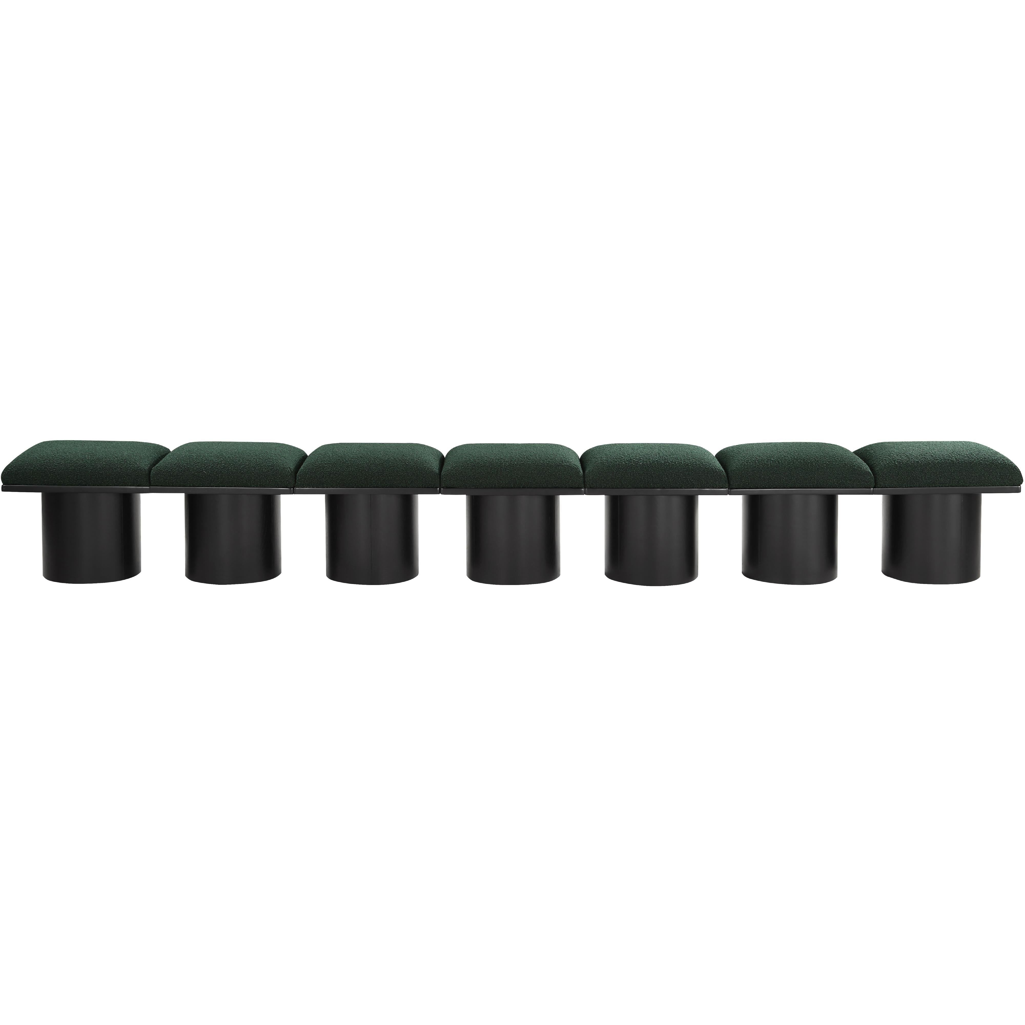 Meridian Pavilion Green Boucle Fabric Bench