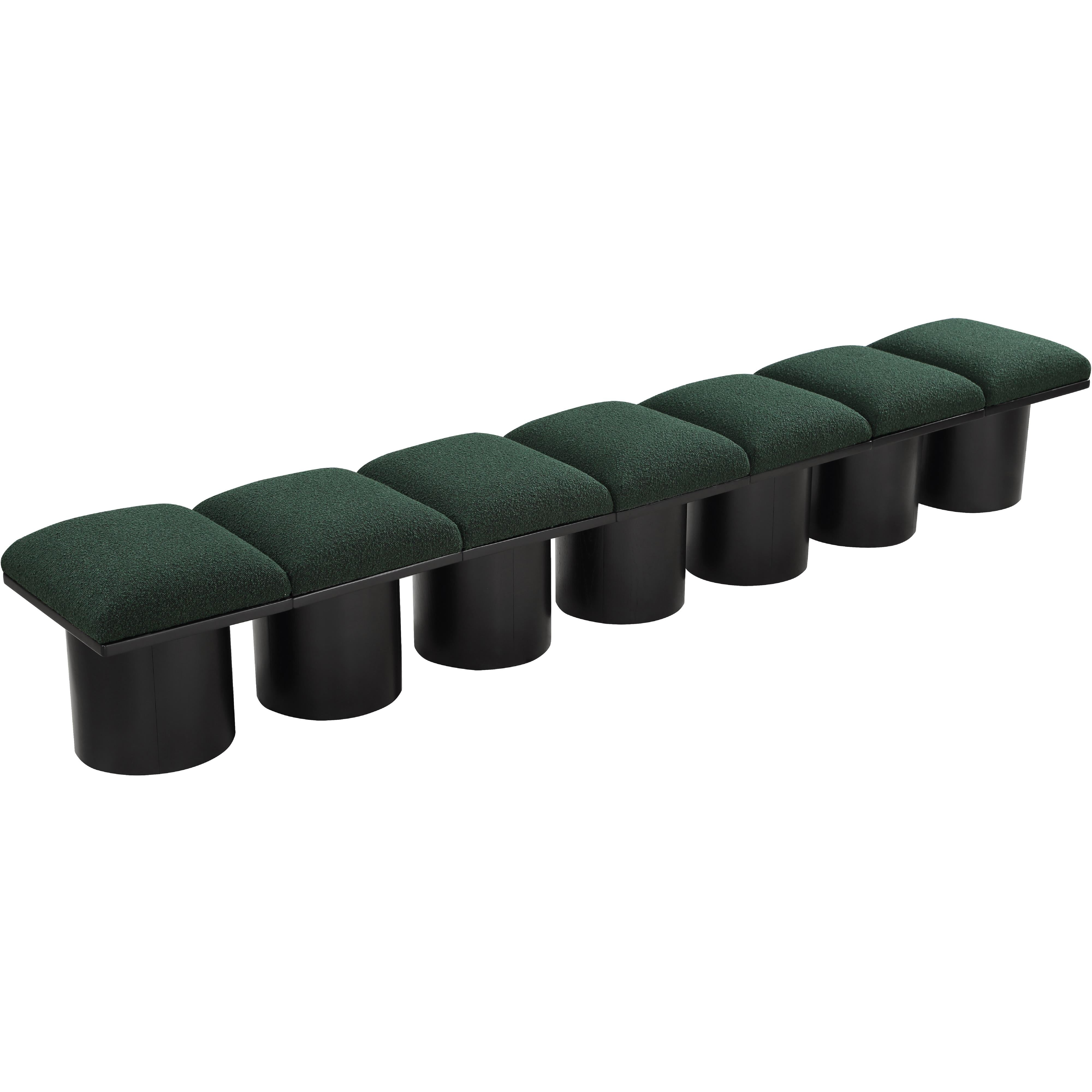 Meridian Pavilion Green Boucle Fabric Bench