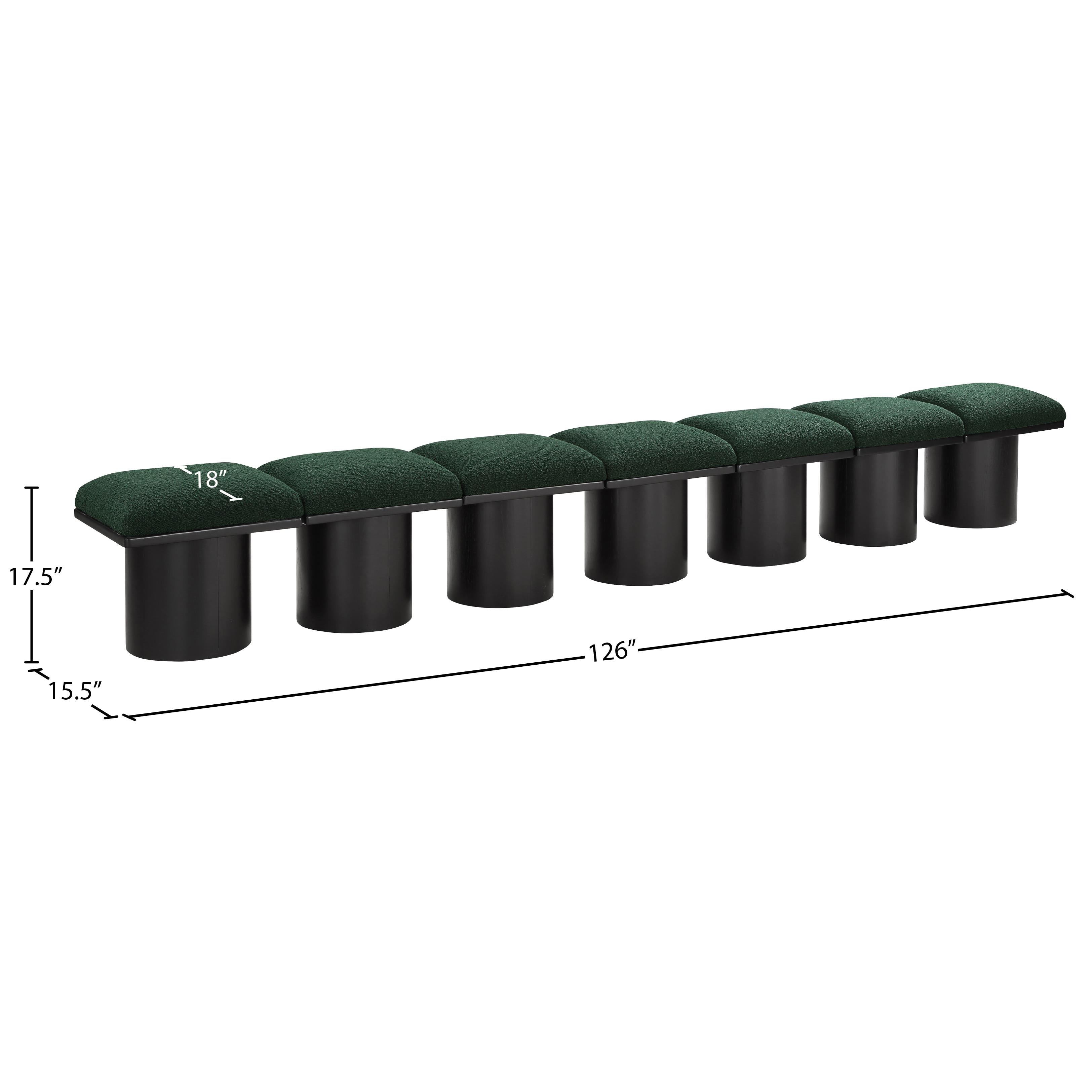 Meridian Pavilion Green Boucle Fabric Bench