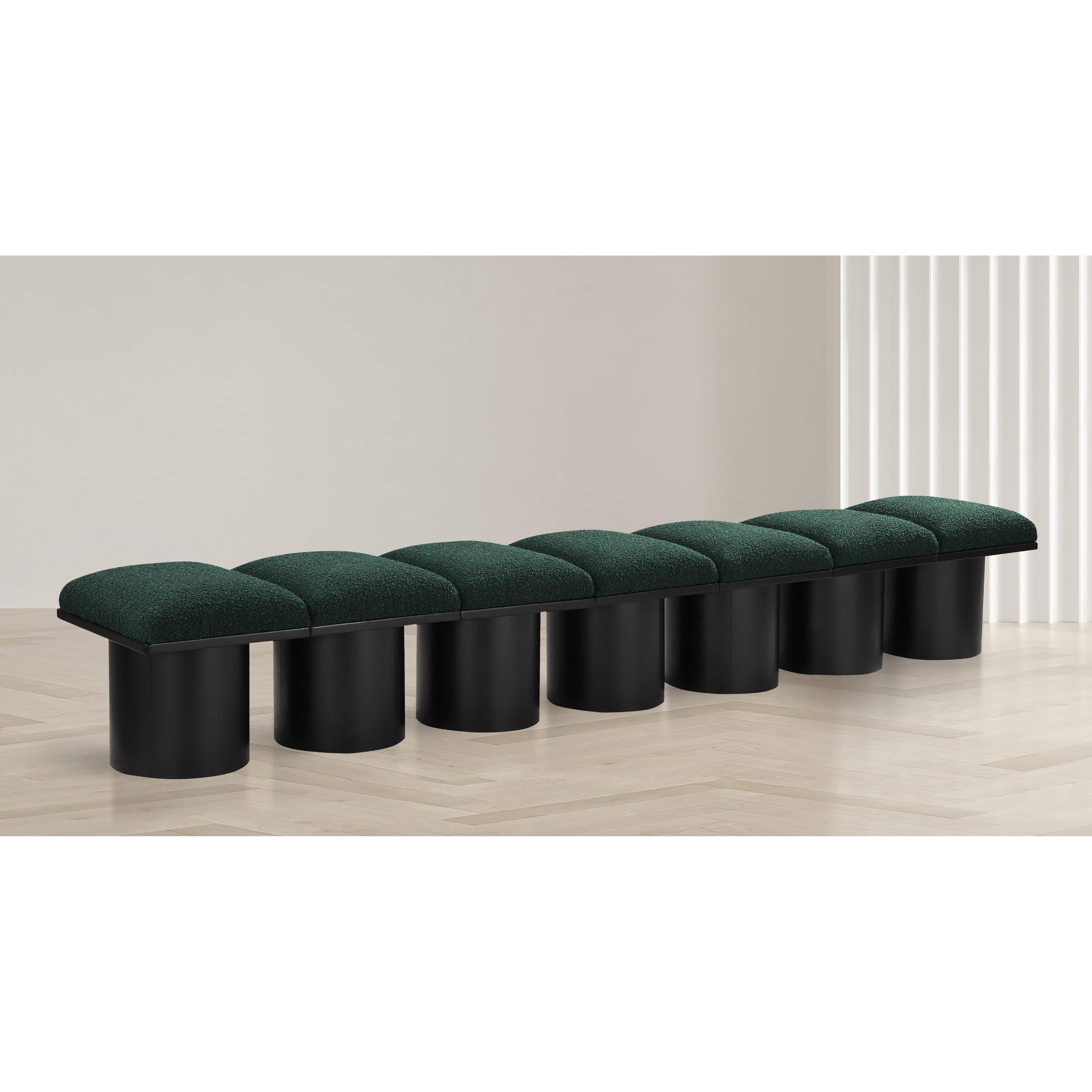 Meridian Pavilion Green Boucle Fabric Bench