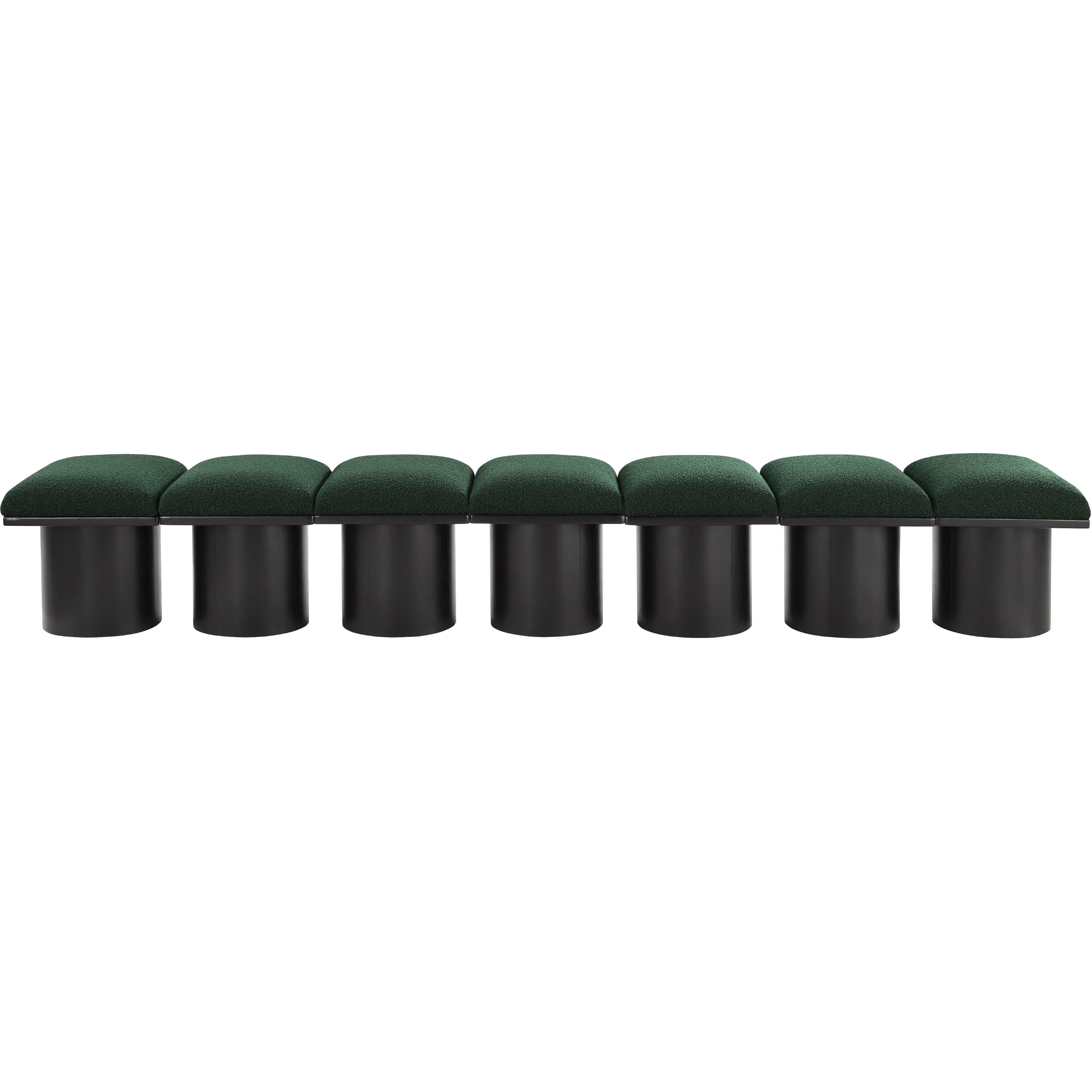 Meridian Pavilion Green Boucle Fabric Bench