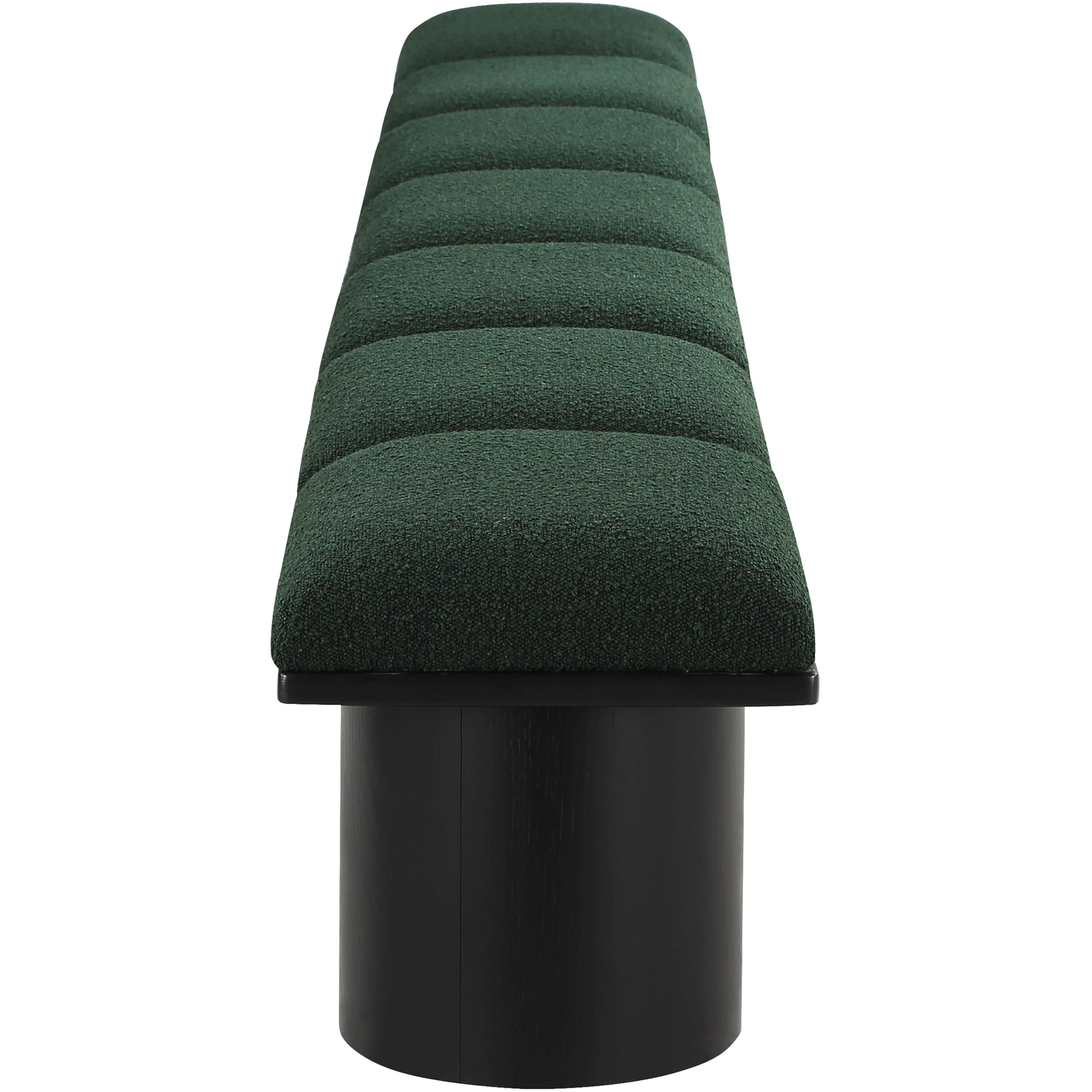 Meridian Pavilion Green Boucle Fabric Bench