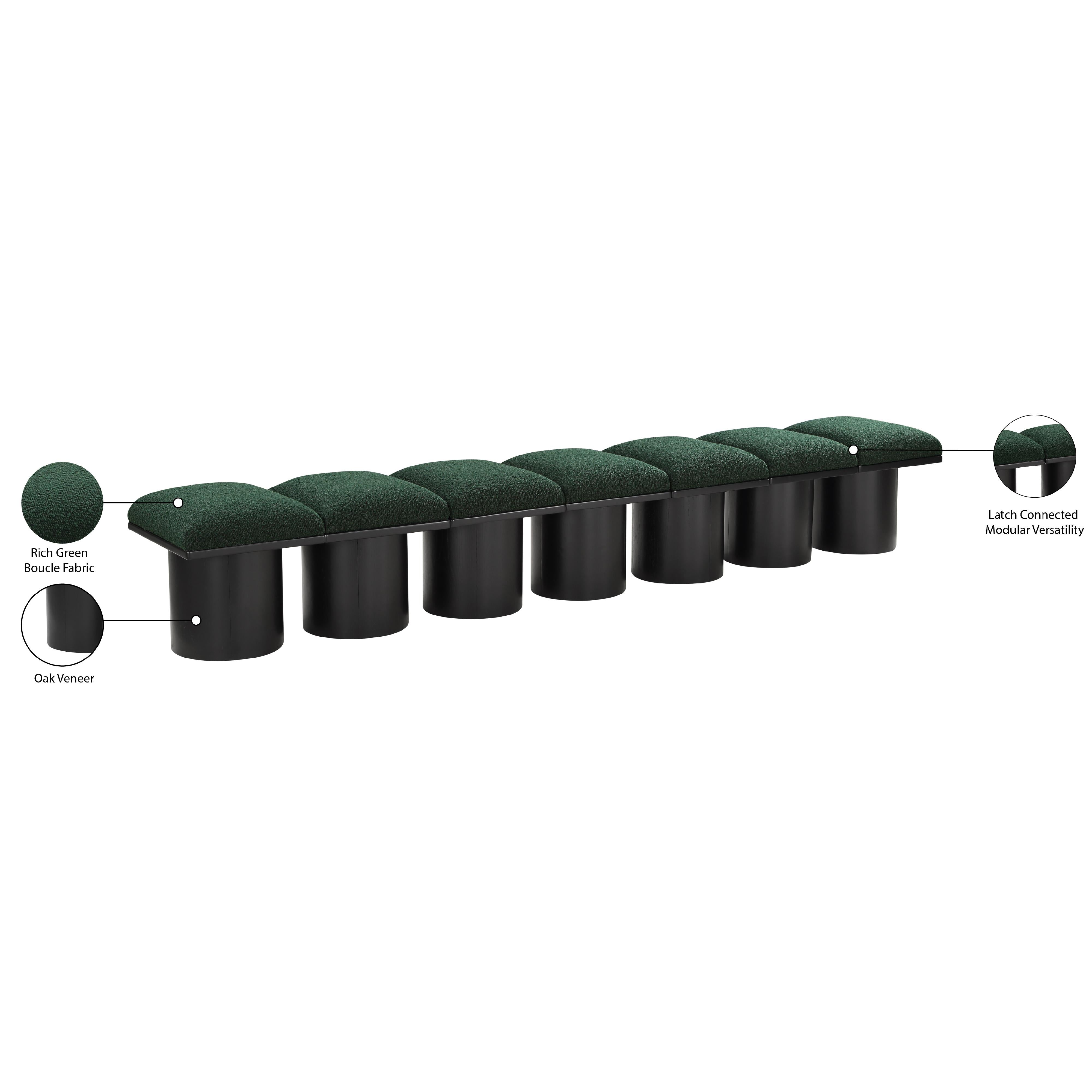 Meridian Pavilion Green Boucle Fabric Bench