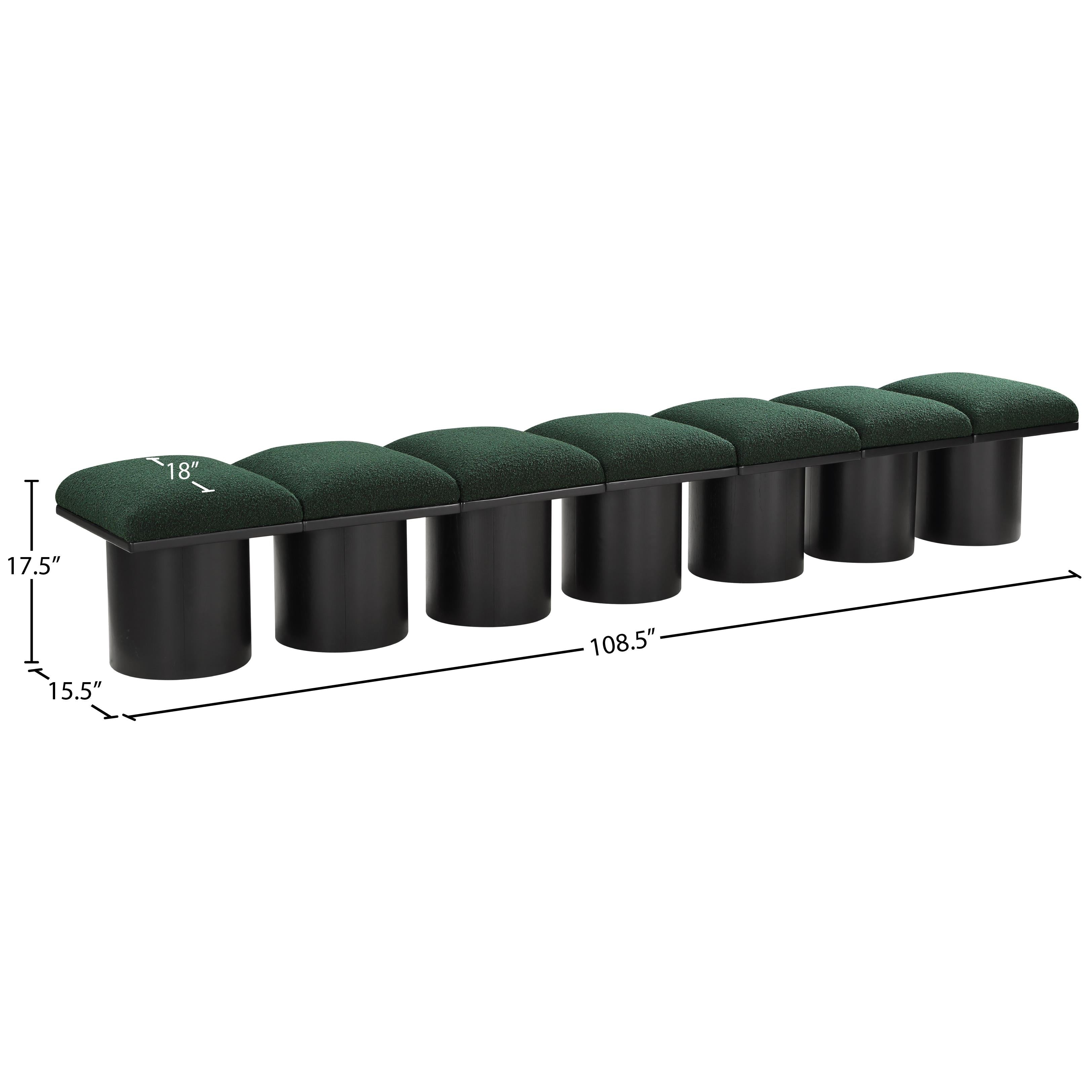 Meridian Pavilion Green Boucle Fabric Bench