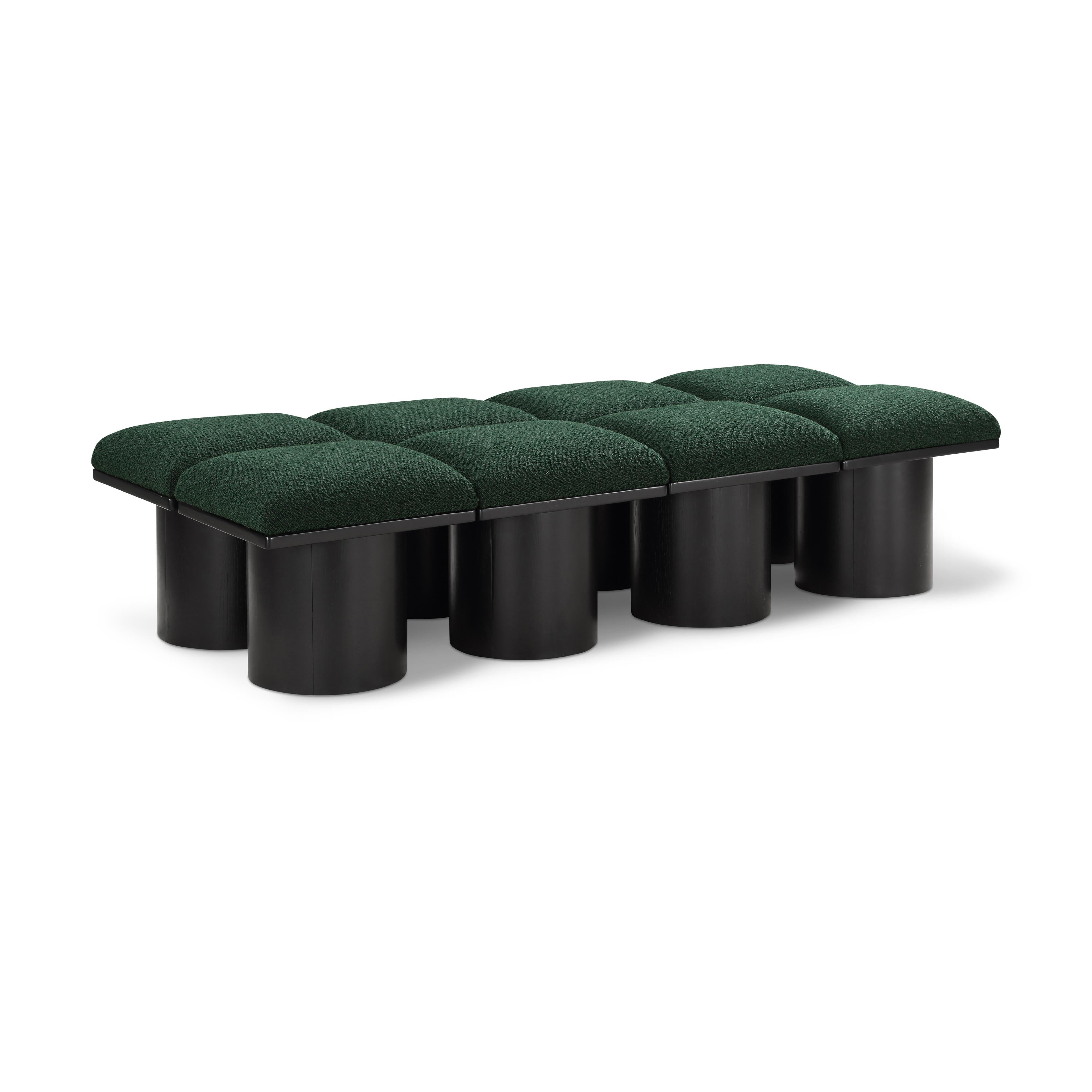 Meridian Pavilion Green Boucle Fabric Bench