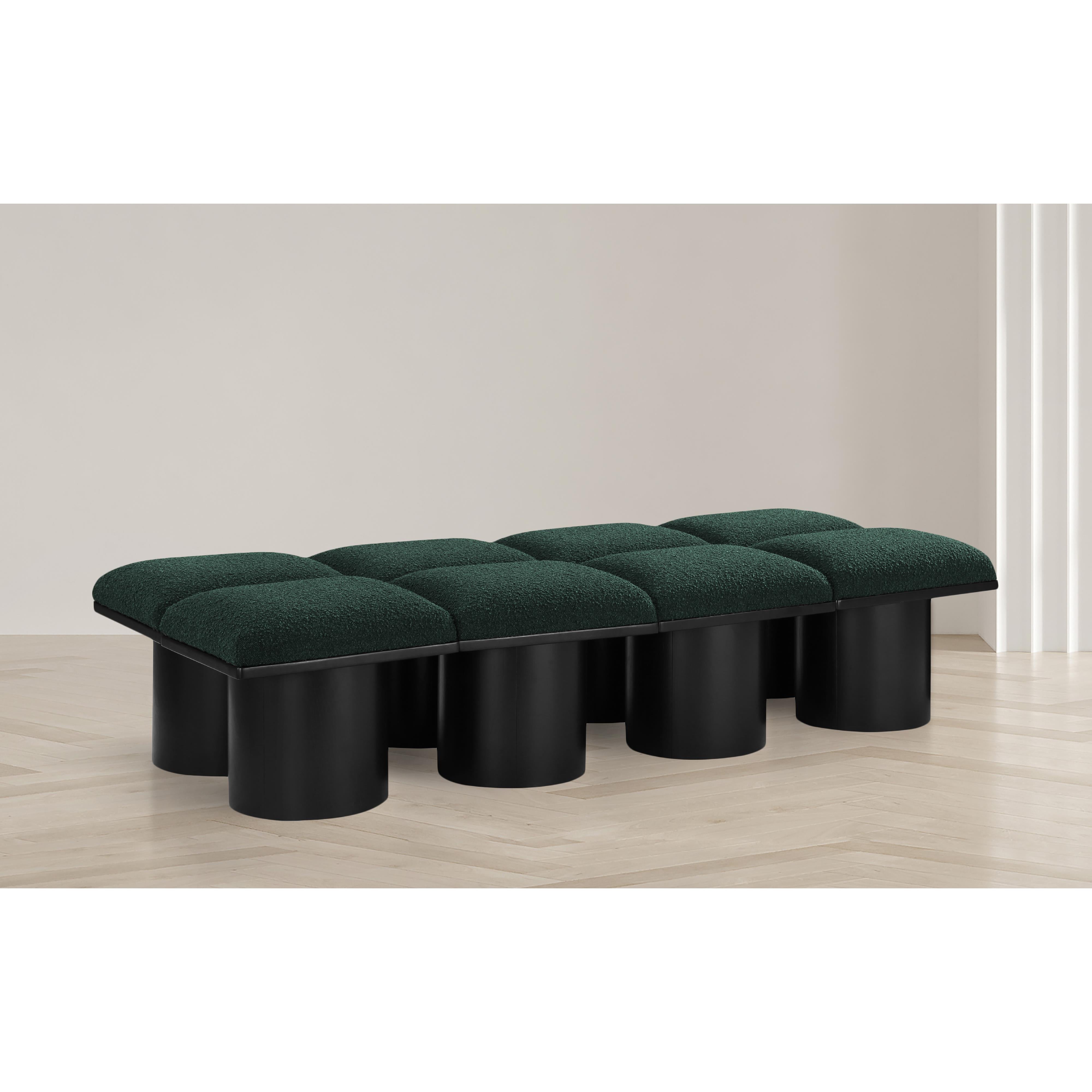 Meridian Pavilion Green Boucle Fabric Bench