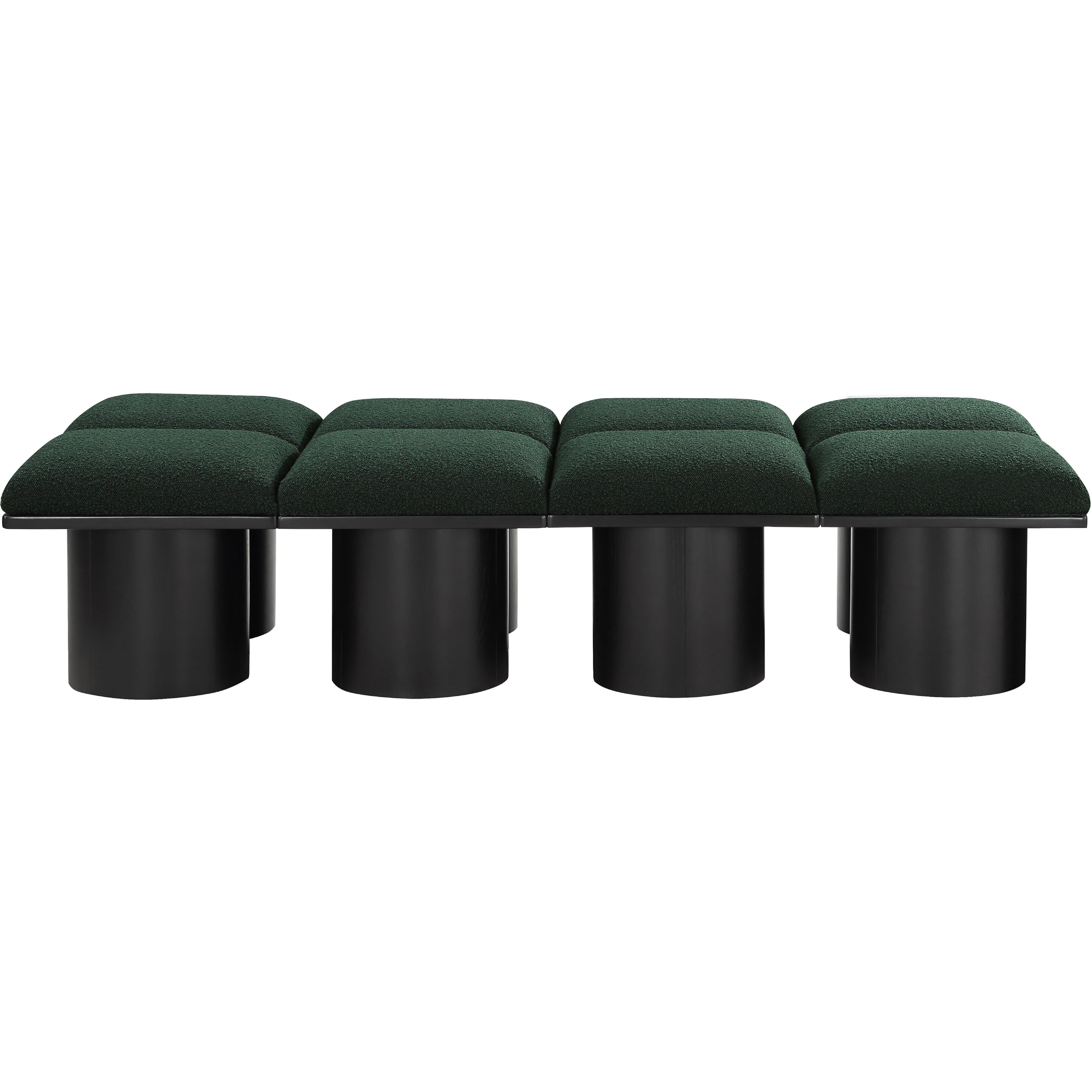 Meridian Pavilion Green Boucle Fabric Bench