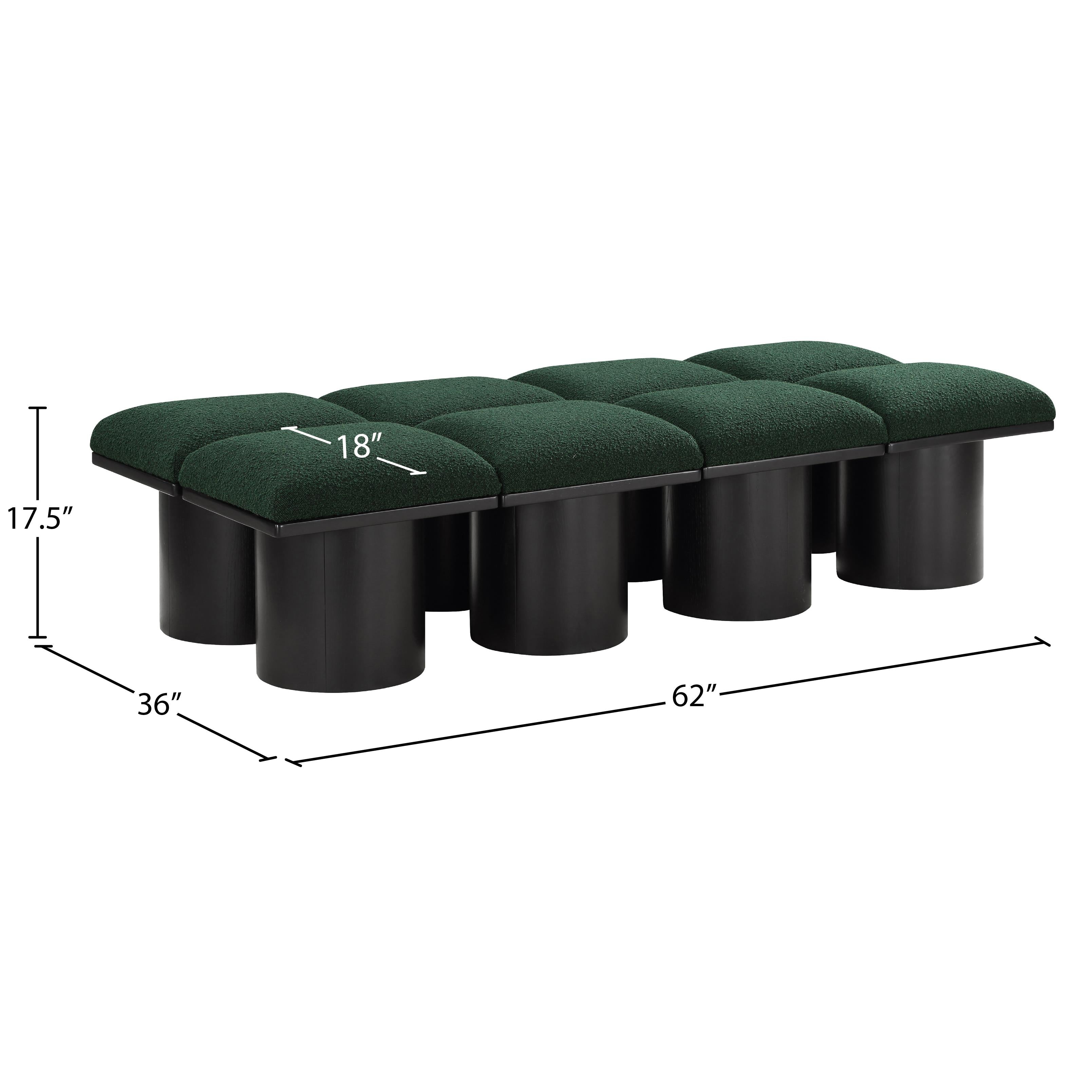 Meridian Pavilion Green Boucle Fabric Bench