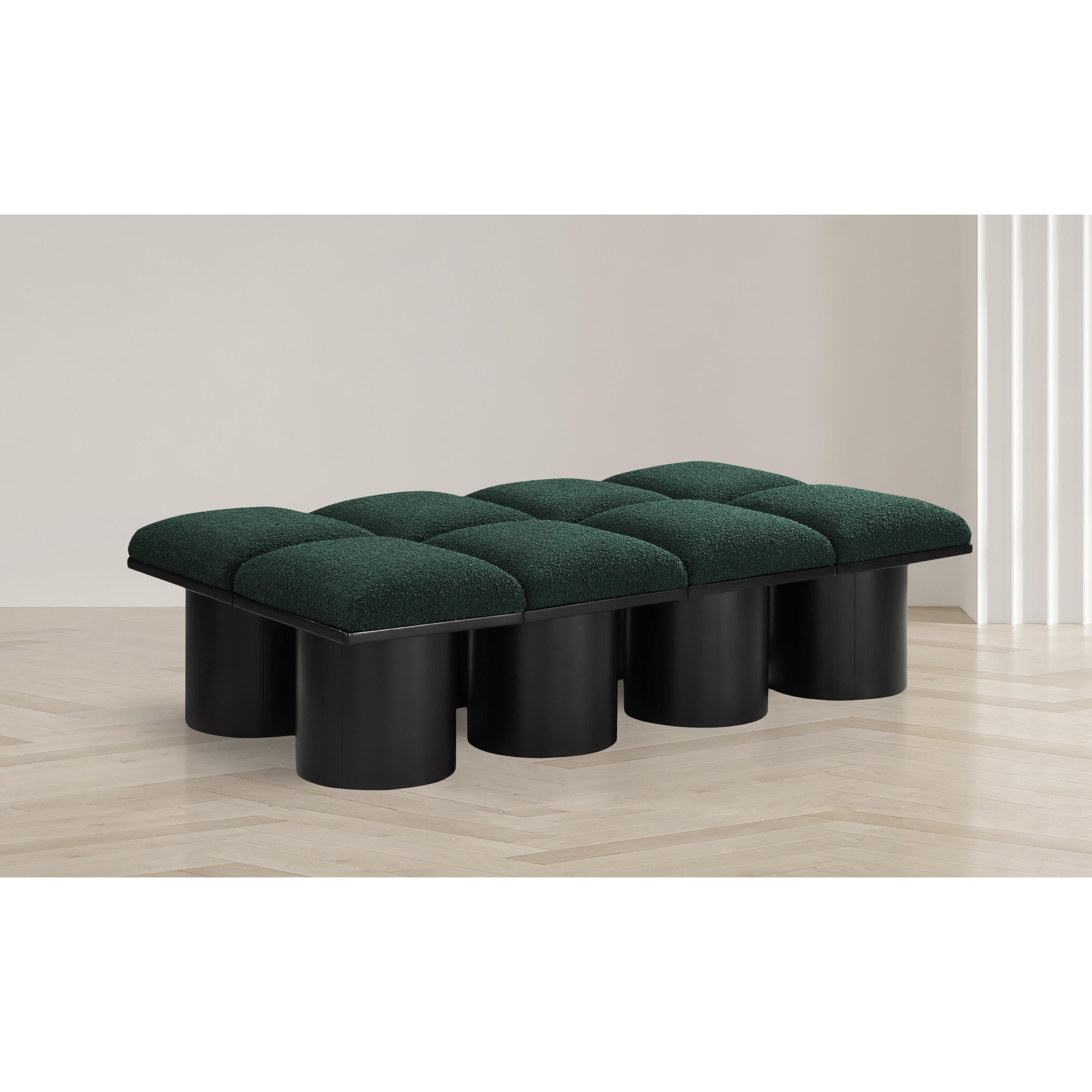 Meridian Pavilion Green Boucle Fabric Bench