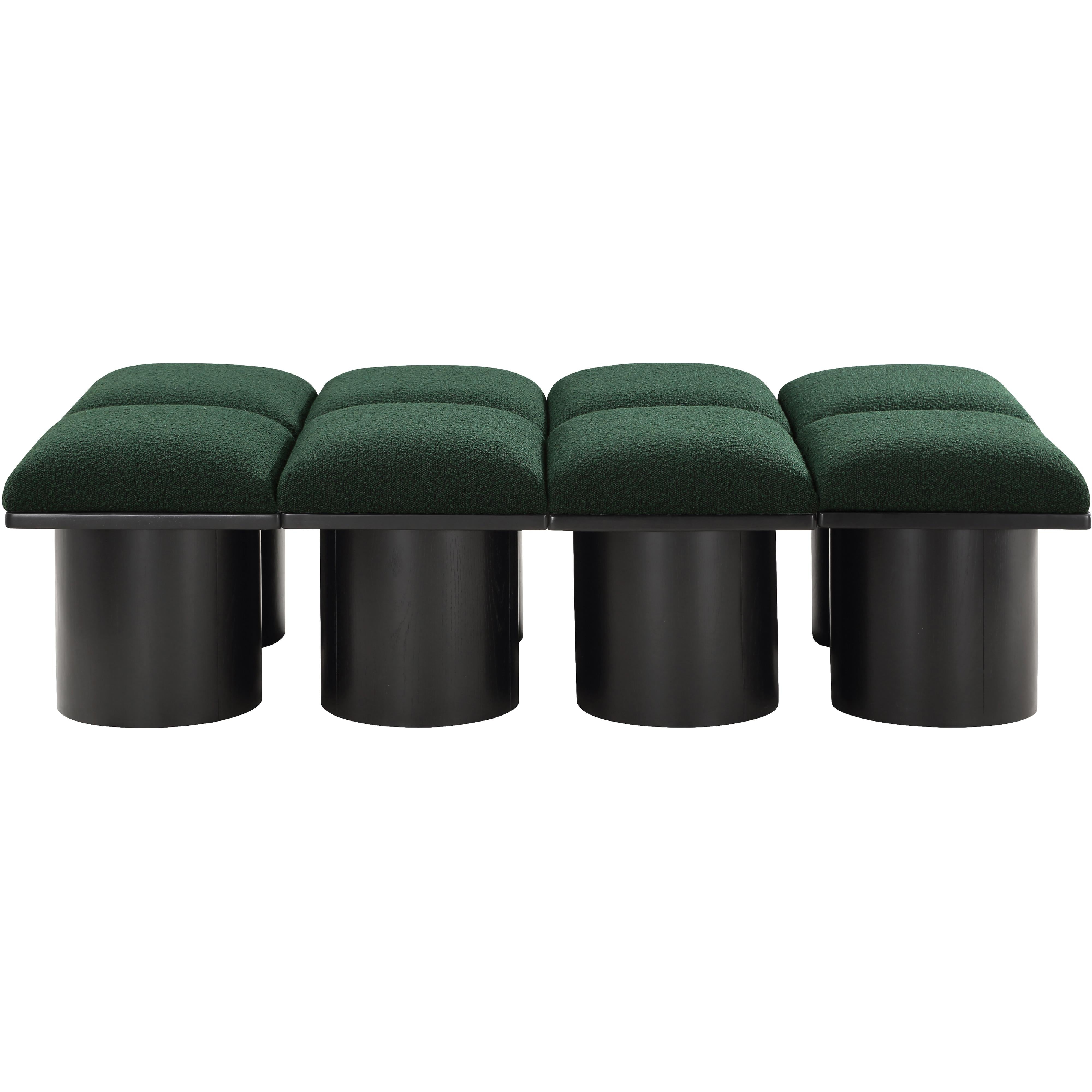 Meridian Pavilion Green Boucle Fabric Bench