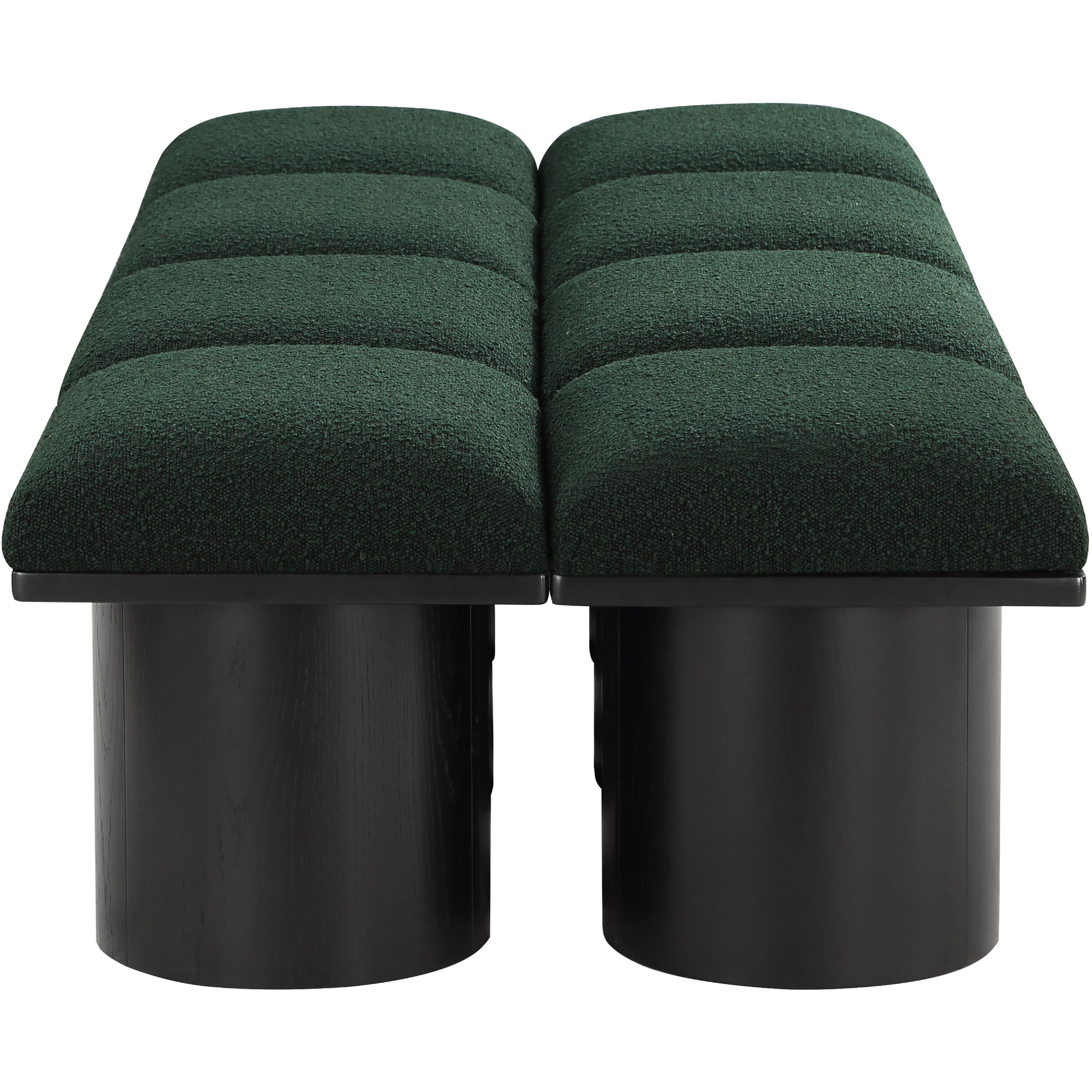 Meridian Pavilion Green Boucle Fabric Bench