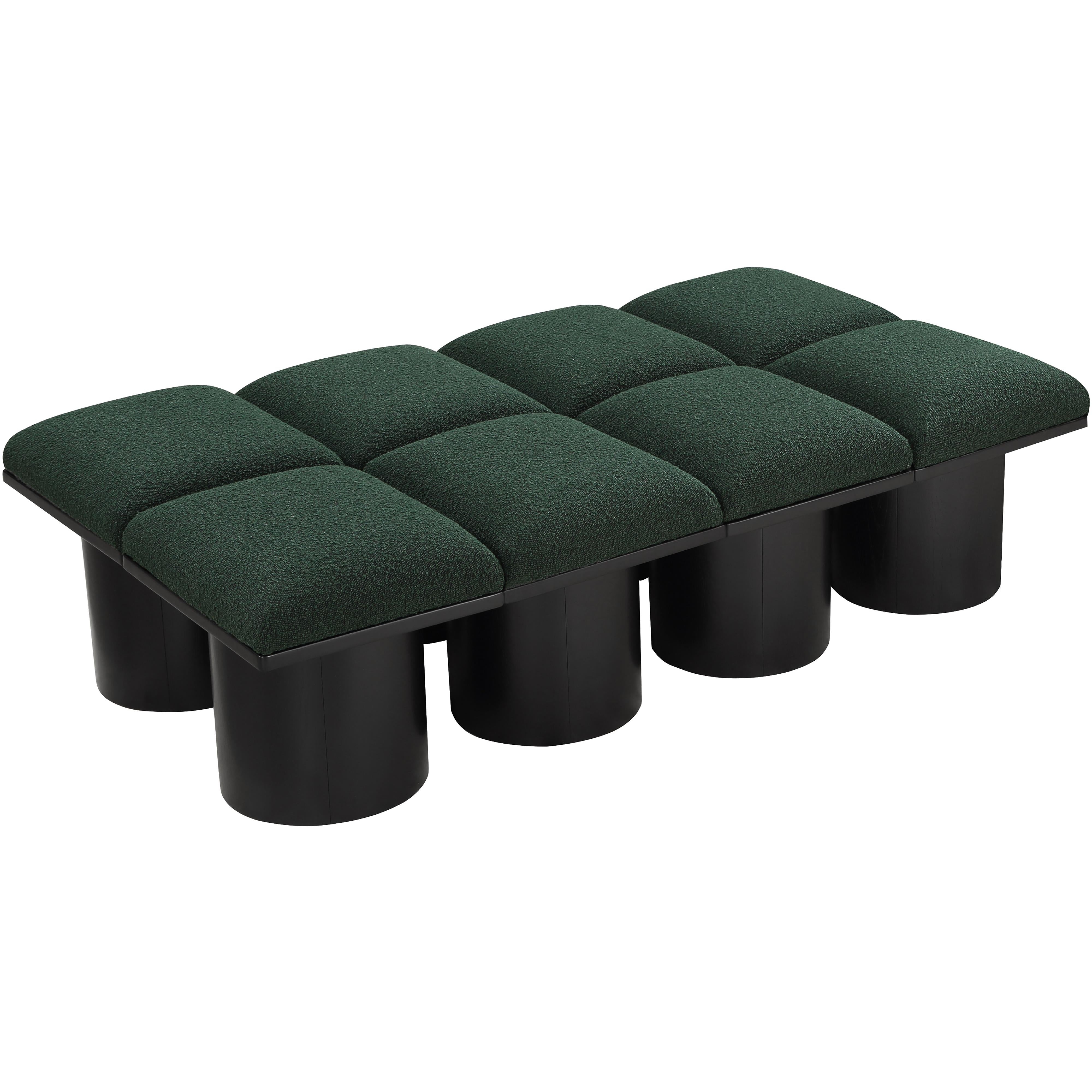 Meridian Pavilion Green Boucle Fabric Bench