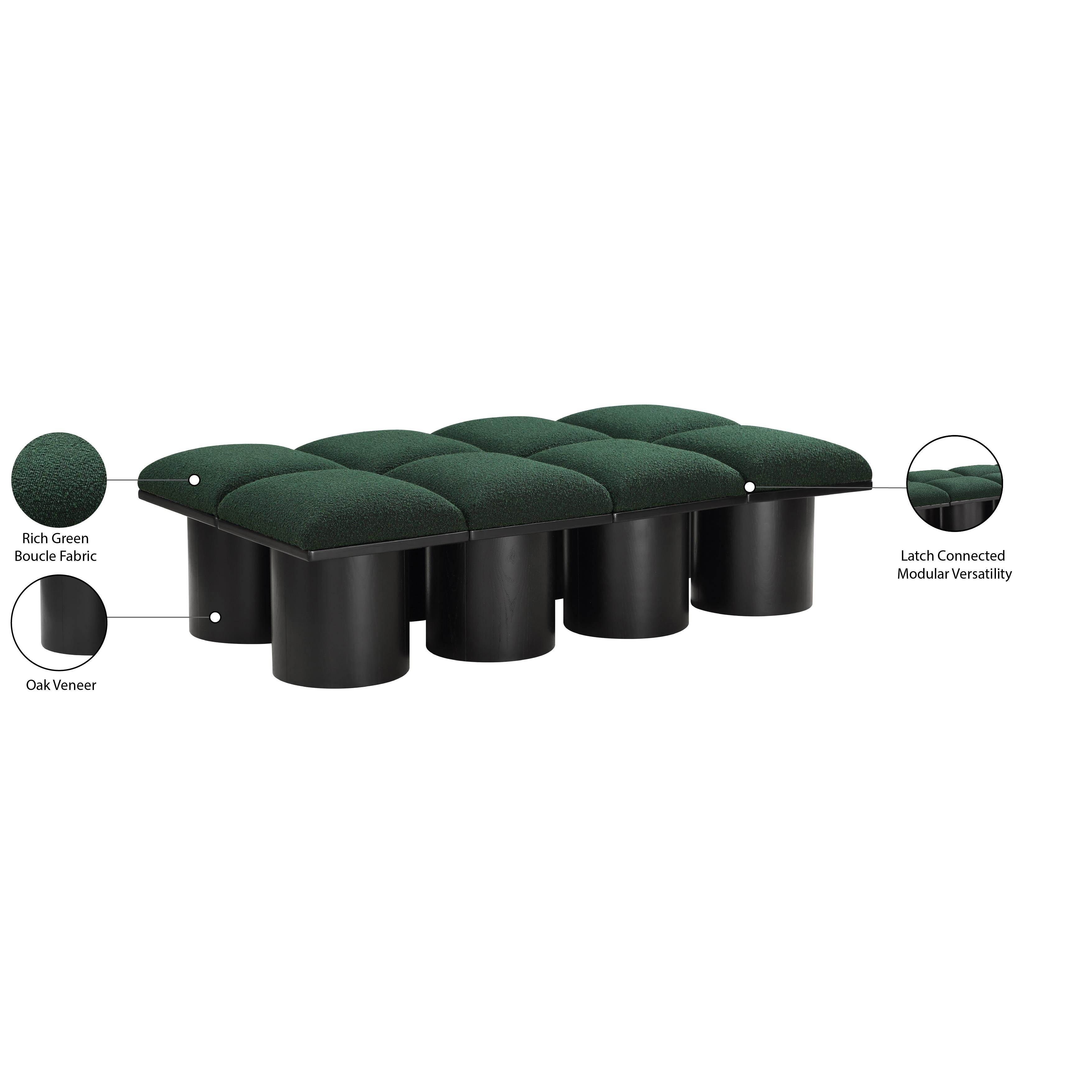Meridian Pavilion Green Boucle Fabric Bench
