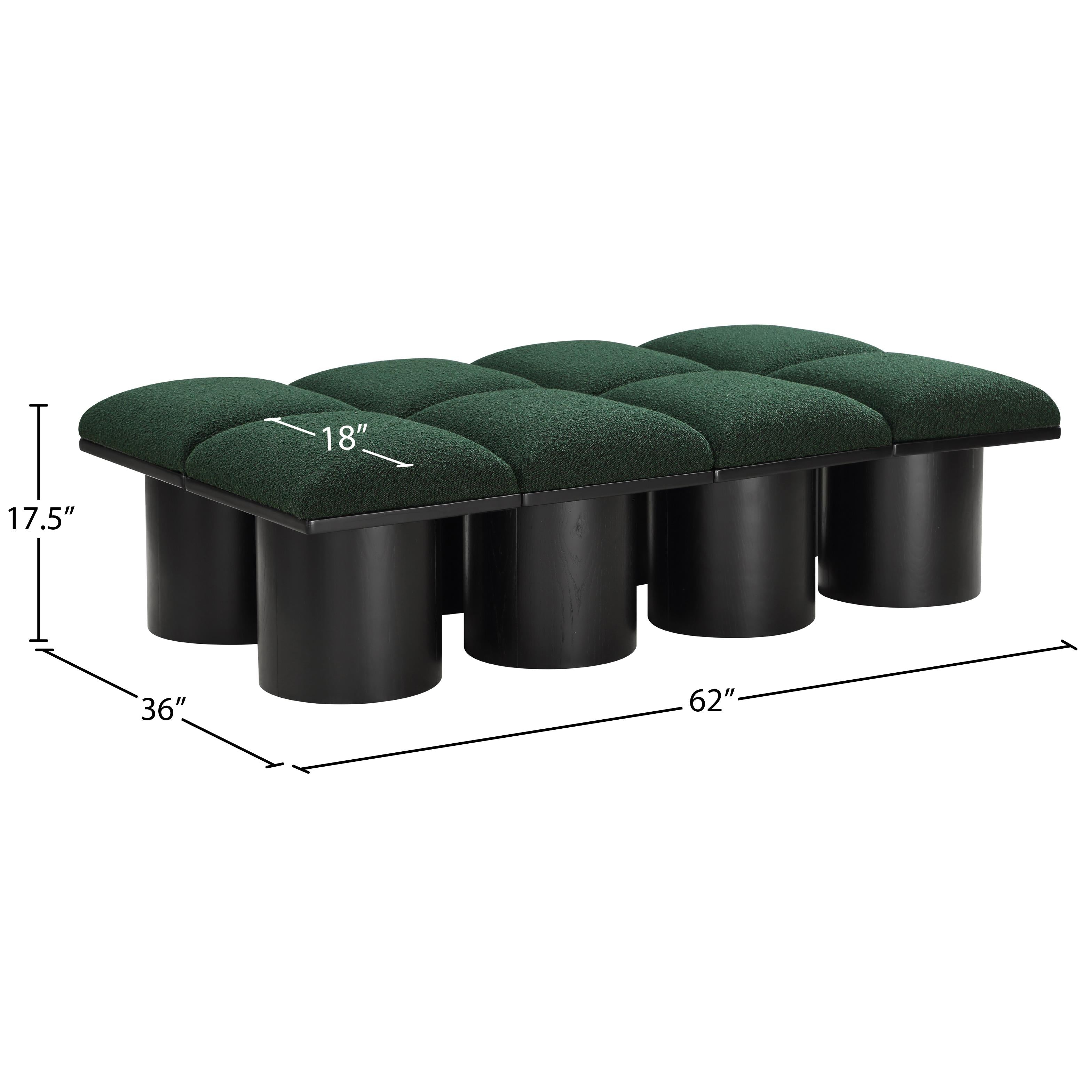 Meridian Pavilion Green Boucle Fabric Bench