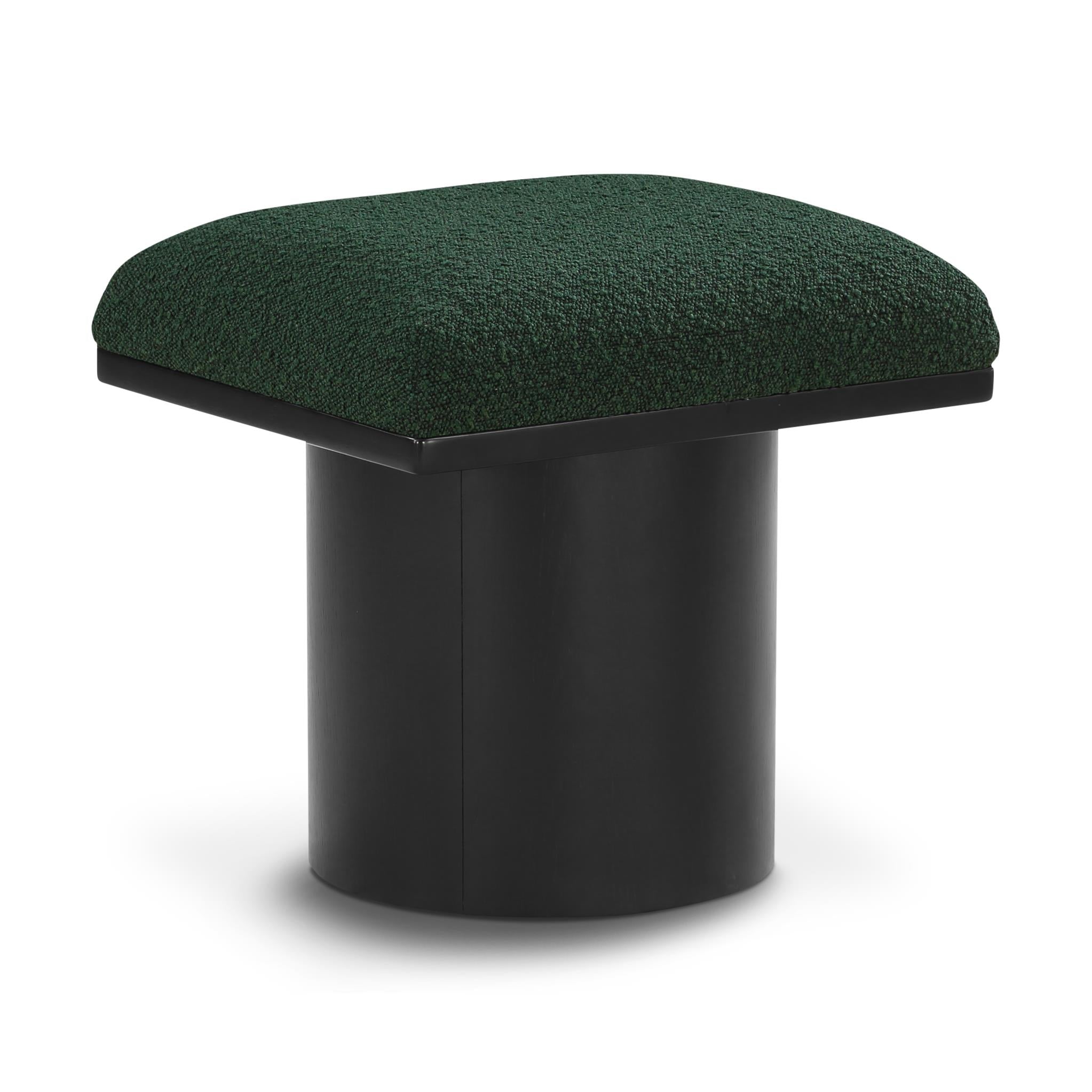 Meridian Pavilion Green Boucle Fabric Bench/Stool