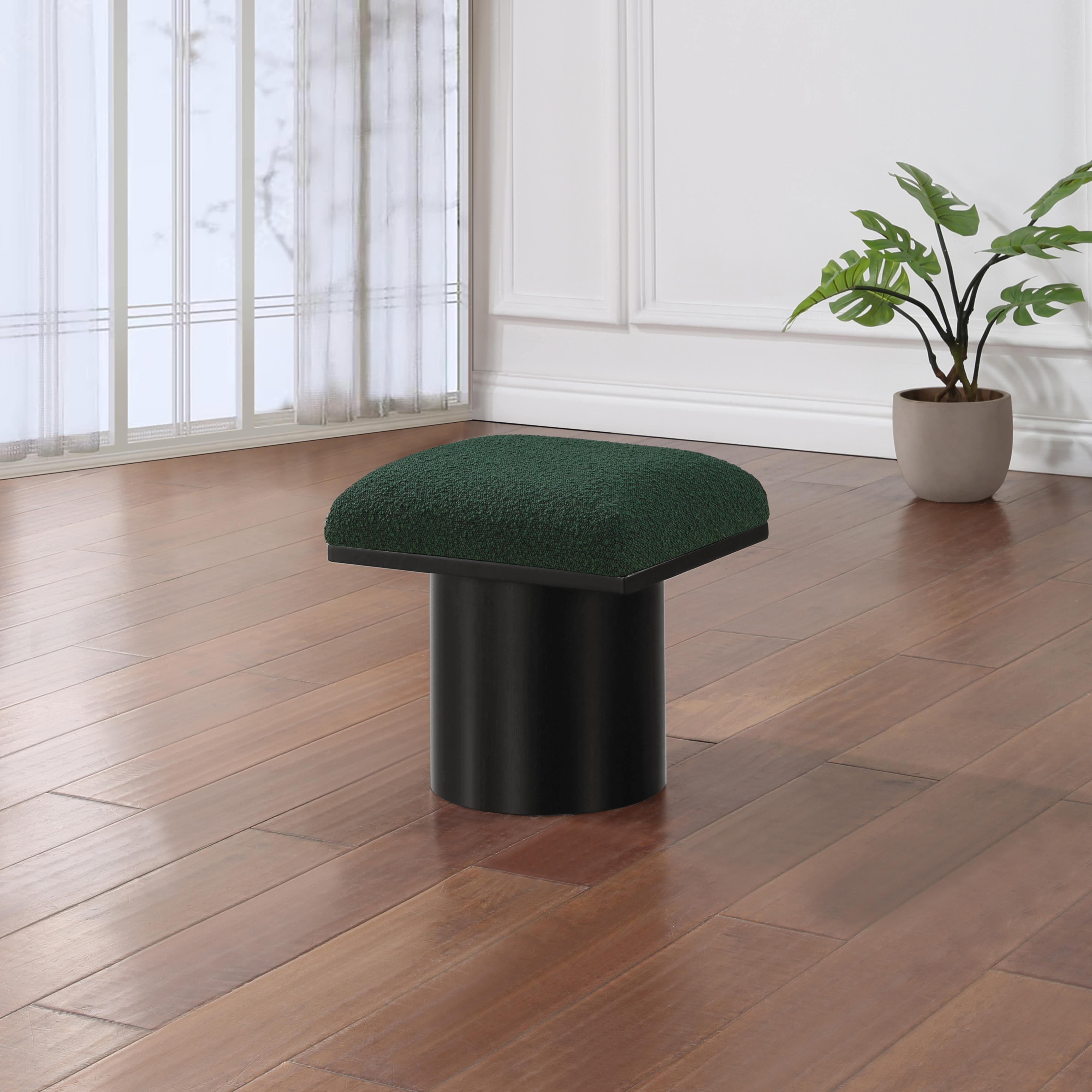 Meridian Pavilion Green Boucle Fabric Bench/Stool