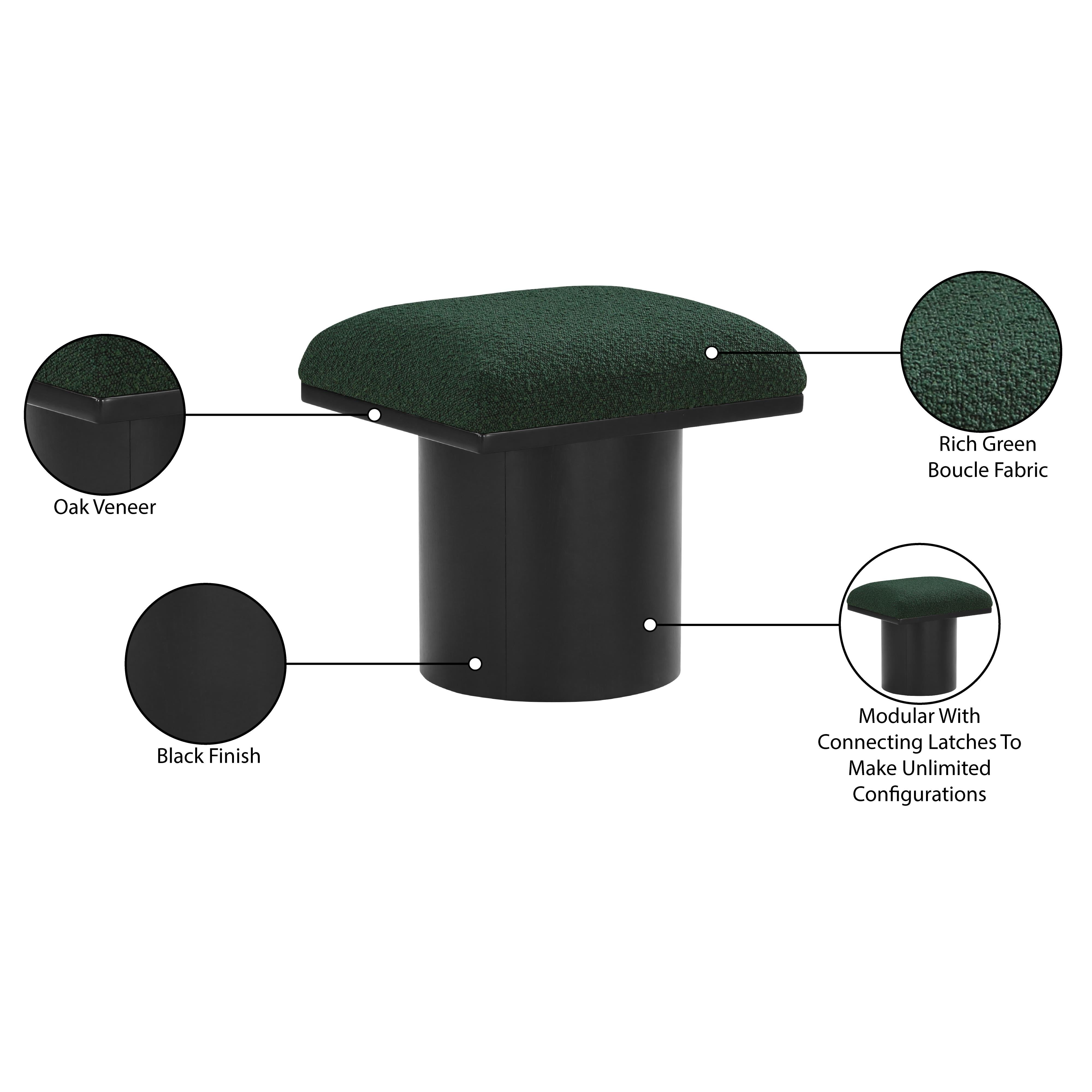 Meridian Pavilion Green Boucle Fabric Bench/Stool