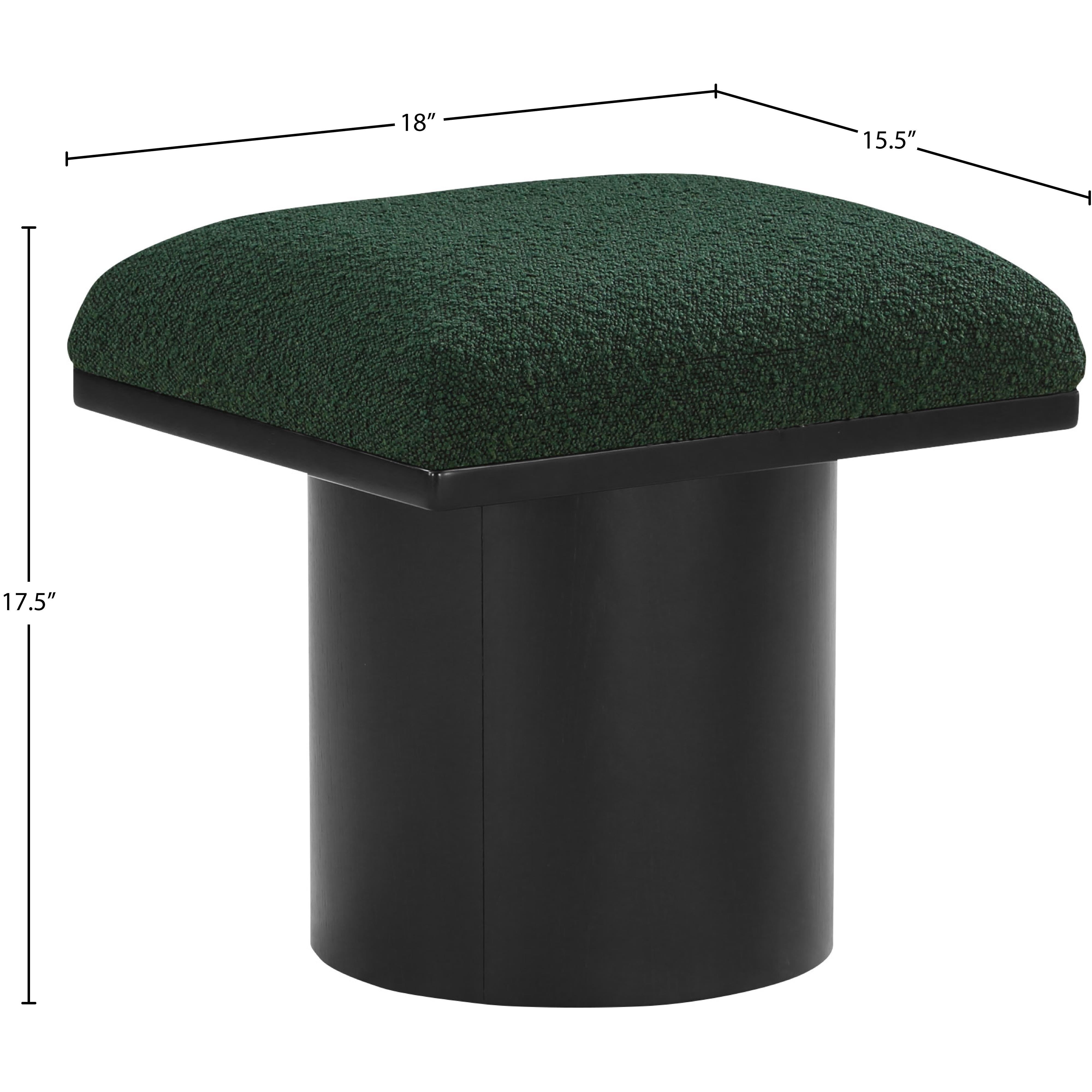 Meridian Pavilion Green Boucle Fabric Bench/Stool