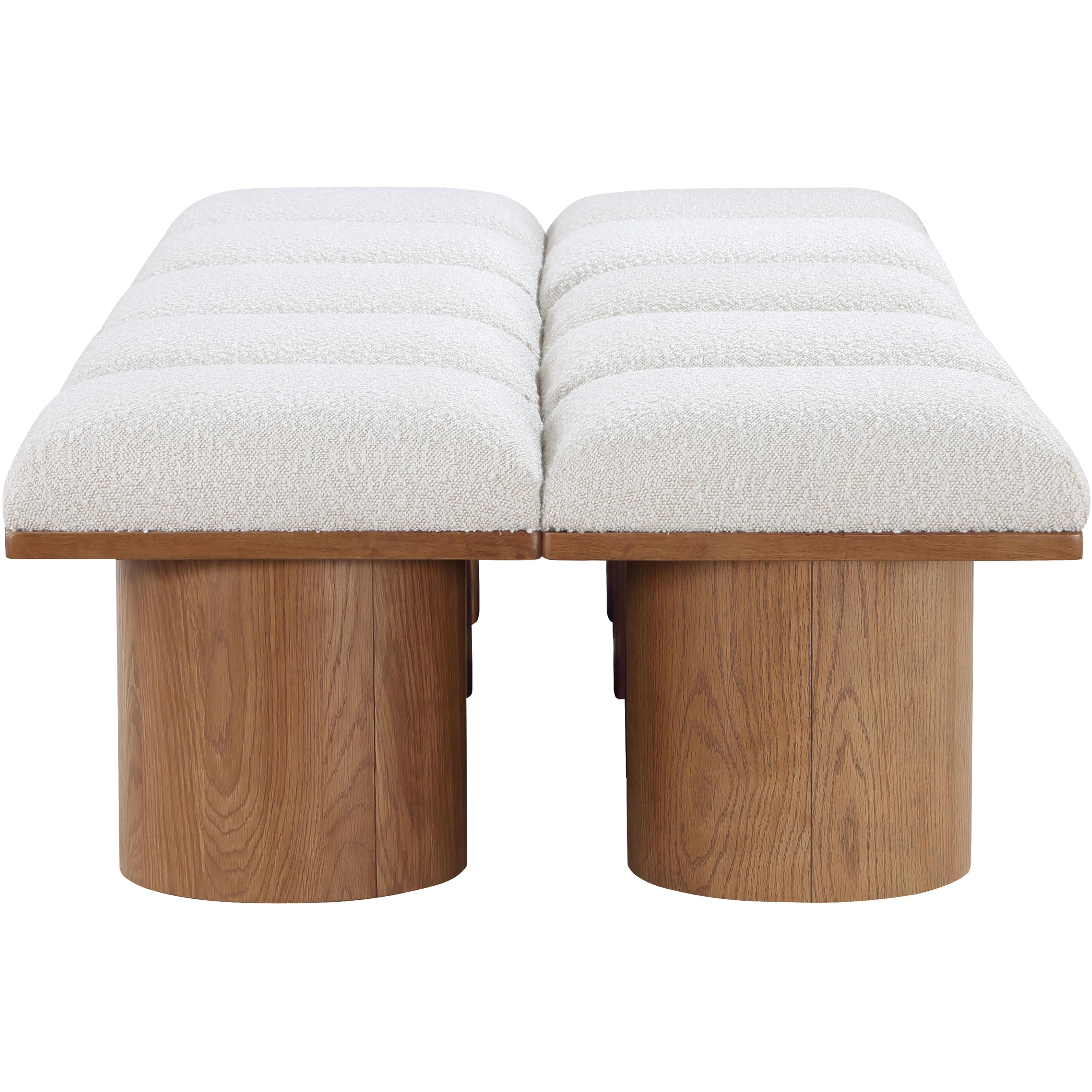 Meridian Pavilion Cream Boucle Fabric Bench