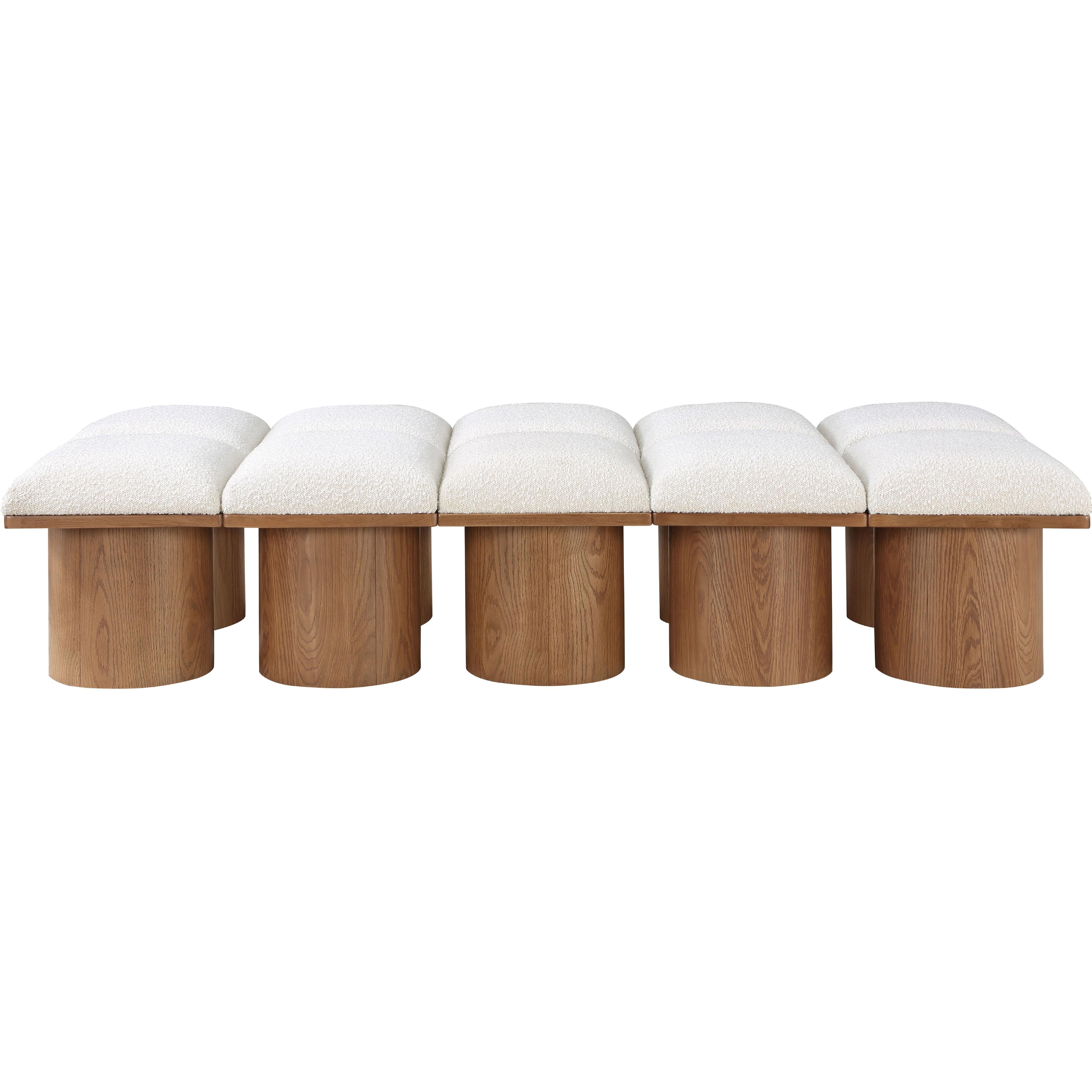 Meridian Pavilion Cream Boucle Fabric Bench